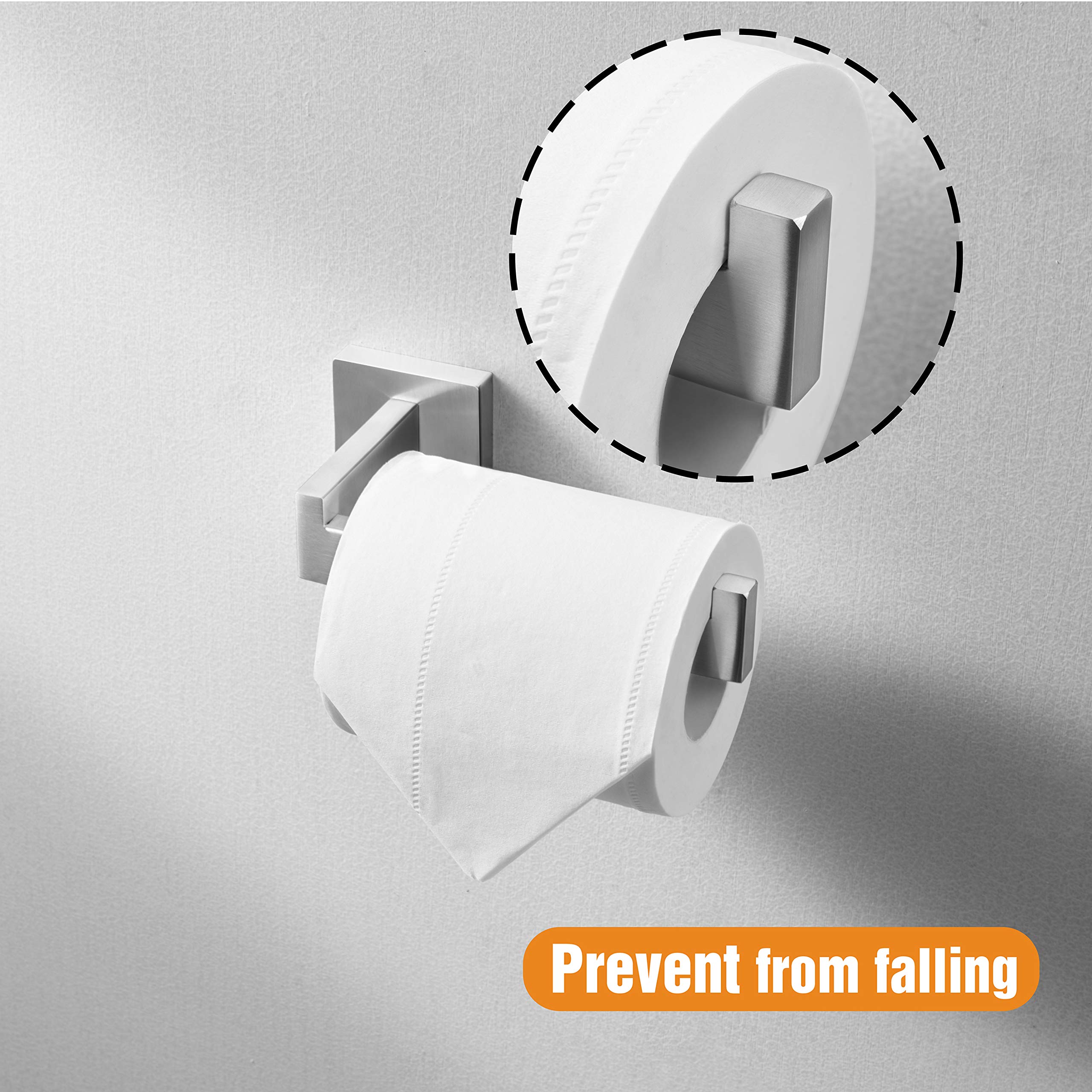HITSLAM Brushed Nickel Toilet Paper Holder Wall Mount Square Silver 304 Stainless Steel Toilet Paper Roll Holder for Bathroom Rustproof