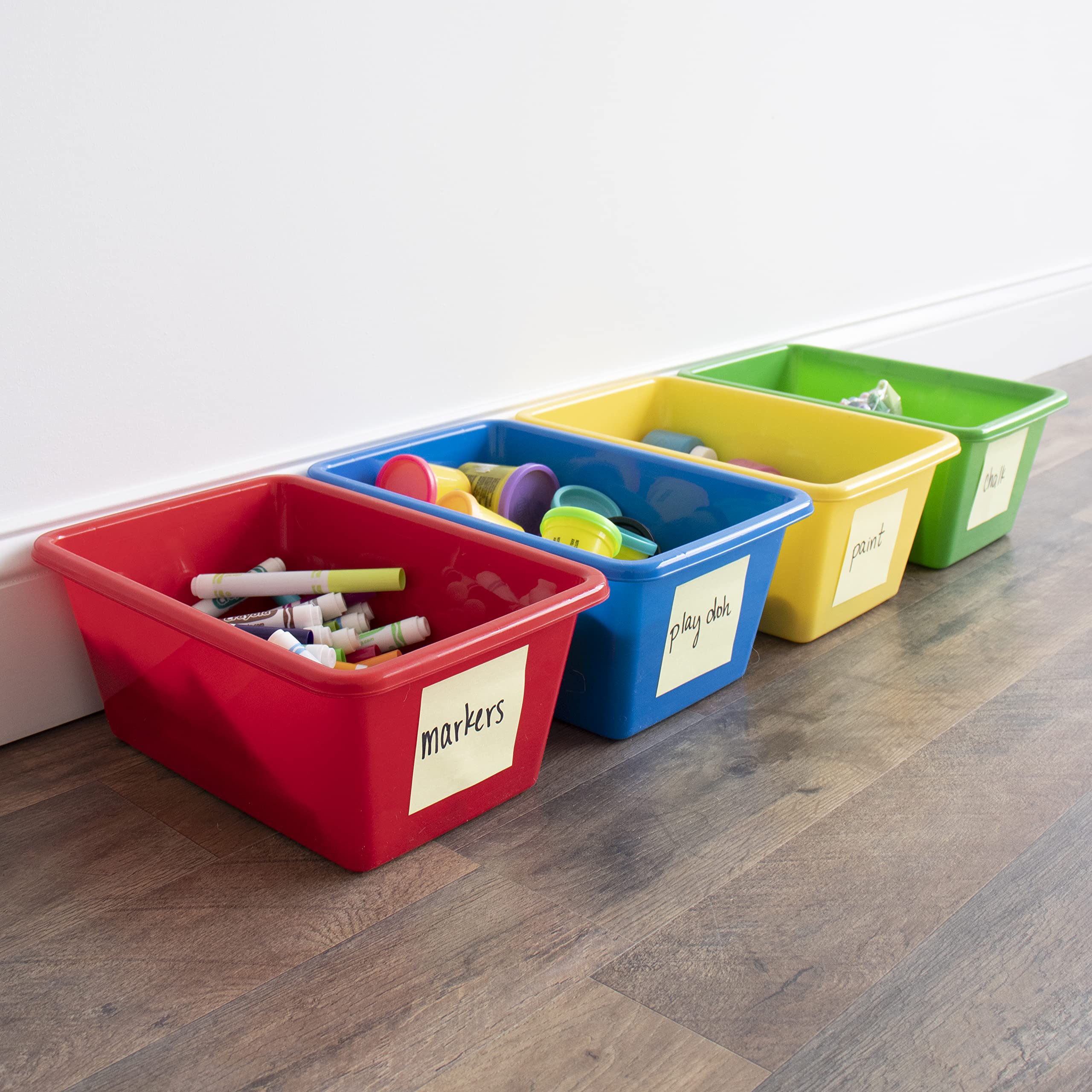 Humble Crew Small Plastic Storage Bins, Set Of 4, Primary Colors