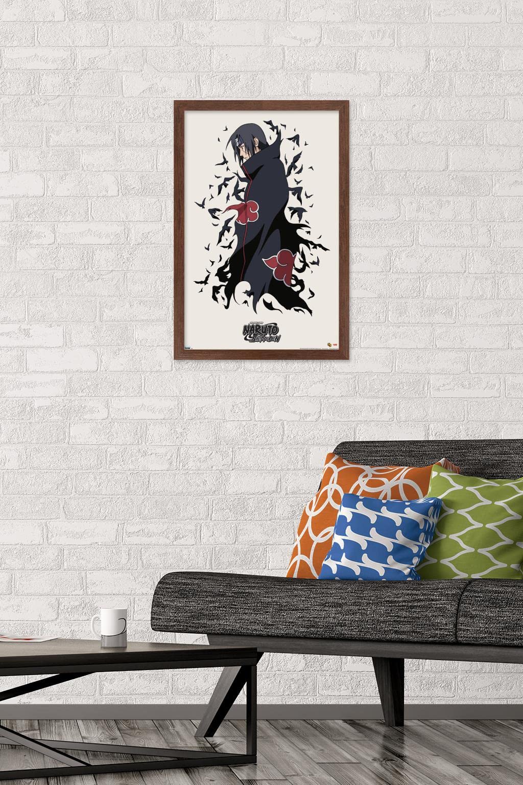 Trends International Naruto Shippuden - Itachi Wall Poster, 14.725'' X 22.375'', Mahogany Framed Version
