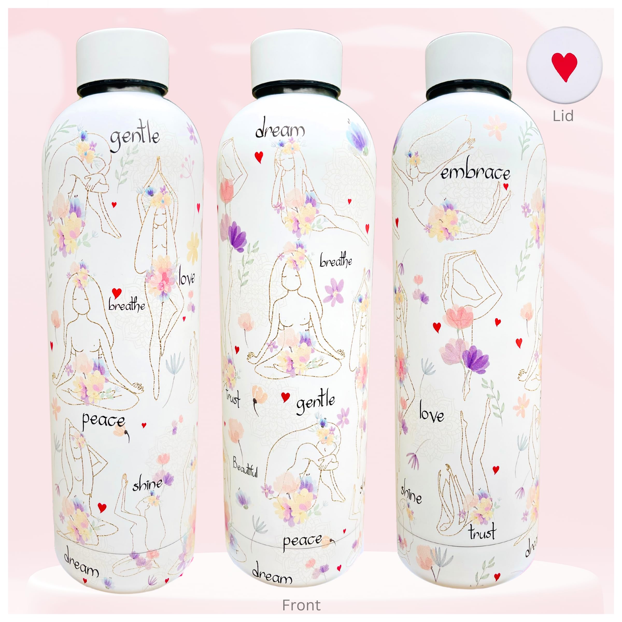 Girl Power 24/7 Yoga Goddesses 24oz Water Bottle for Women  Stainless Steel, Inspirational Yoga Gift with Positive Words, Mindf