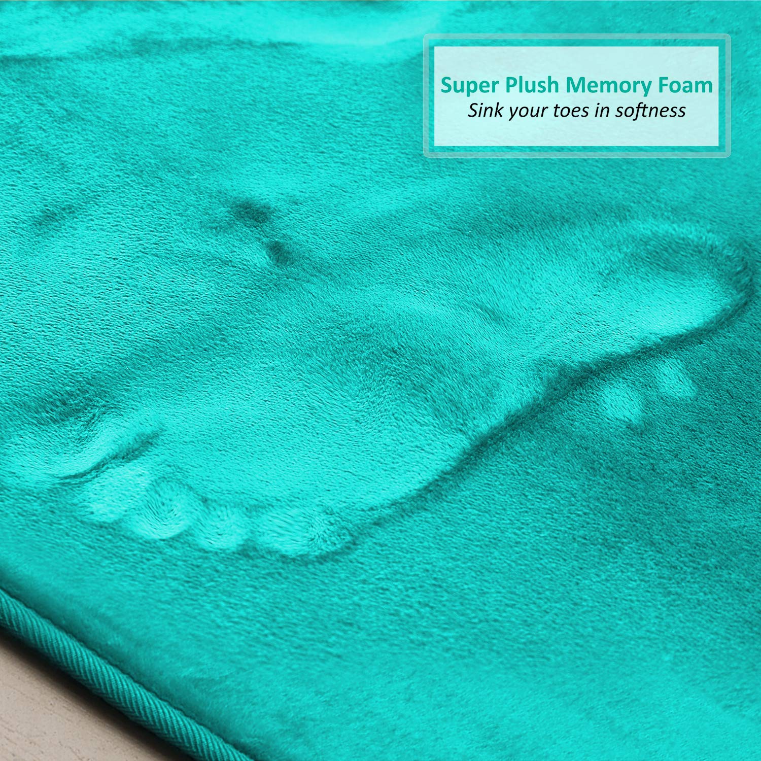 Clara Clark Bath Mat - Memory Foam Bath Mat - Soft Bathroom Rug - Non Slip and Super Absorbent - Fast Drying Machine Washable Bath Mat - Contoured Round for Toilet - Teal - 19 x 24