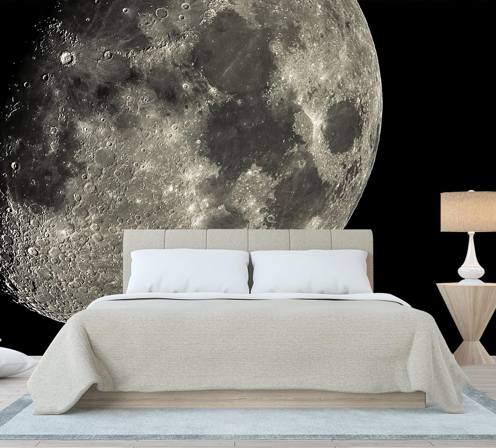 WFBHUA - Moon Wallpaper Dark Night Sky Landscape Mural Living Room Bedroom Kids Room (Not Peel and Stick)