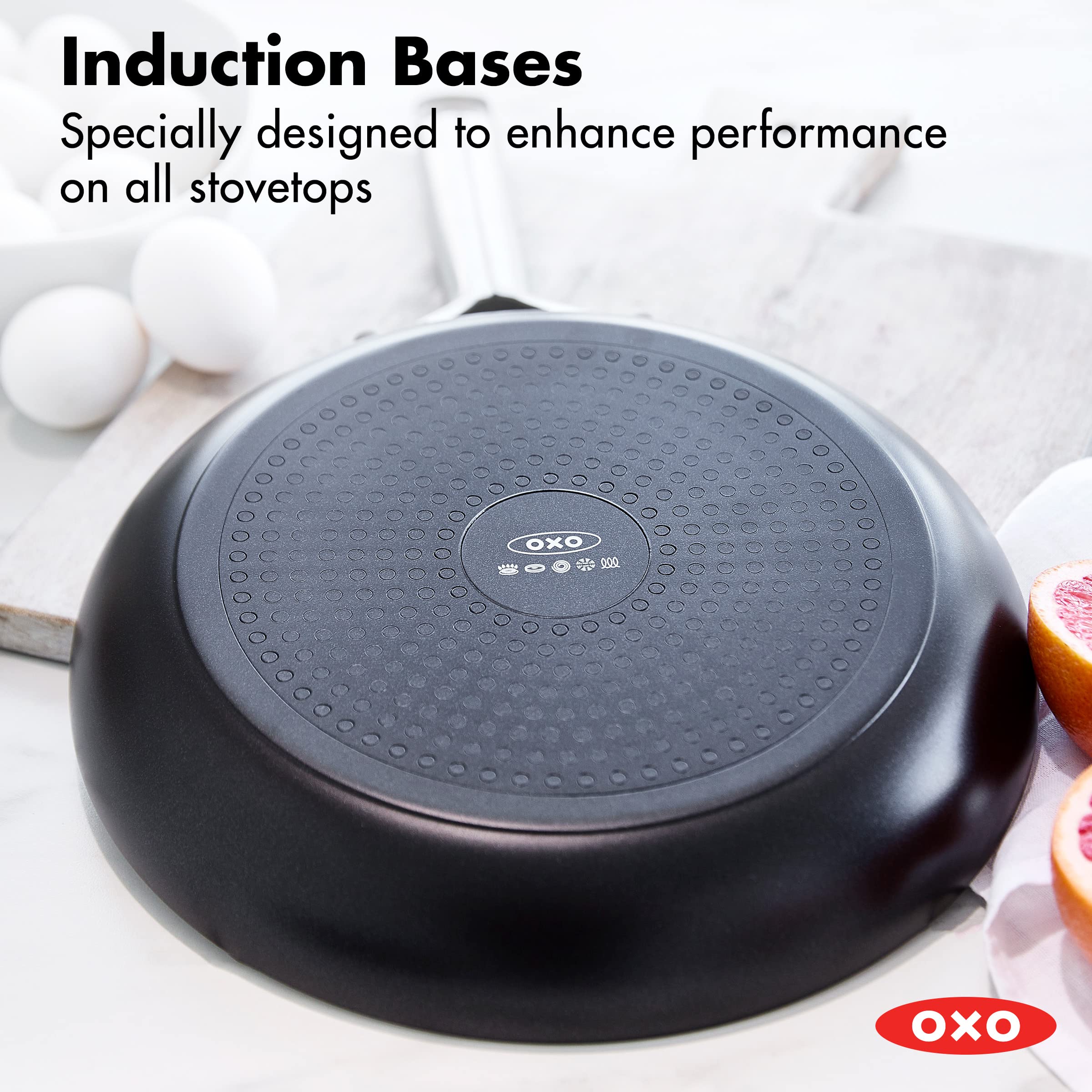 OXO 10" Frying Pan Skillet, Black Ceramic Nonstick, PFAS-Free, Induction Suitable, Stainless Steel Handle, Model CC006948-001