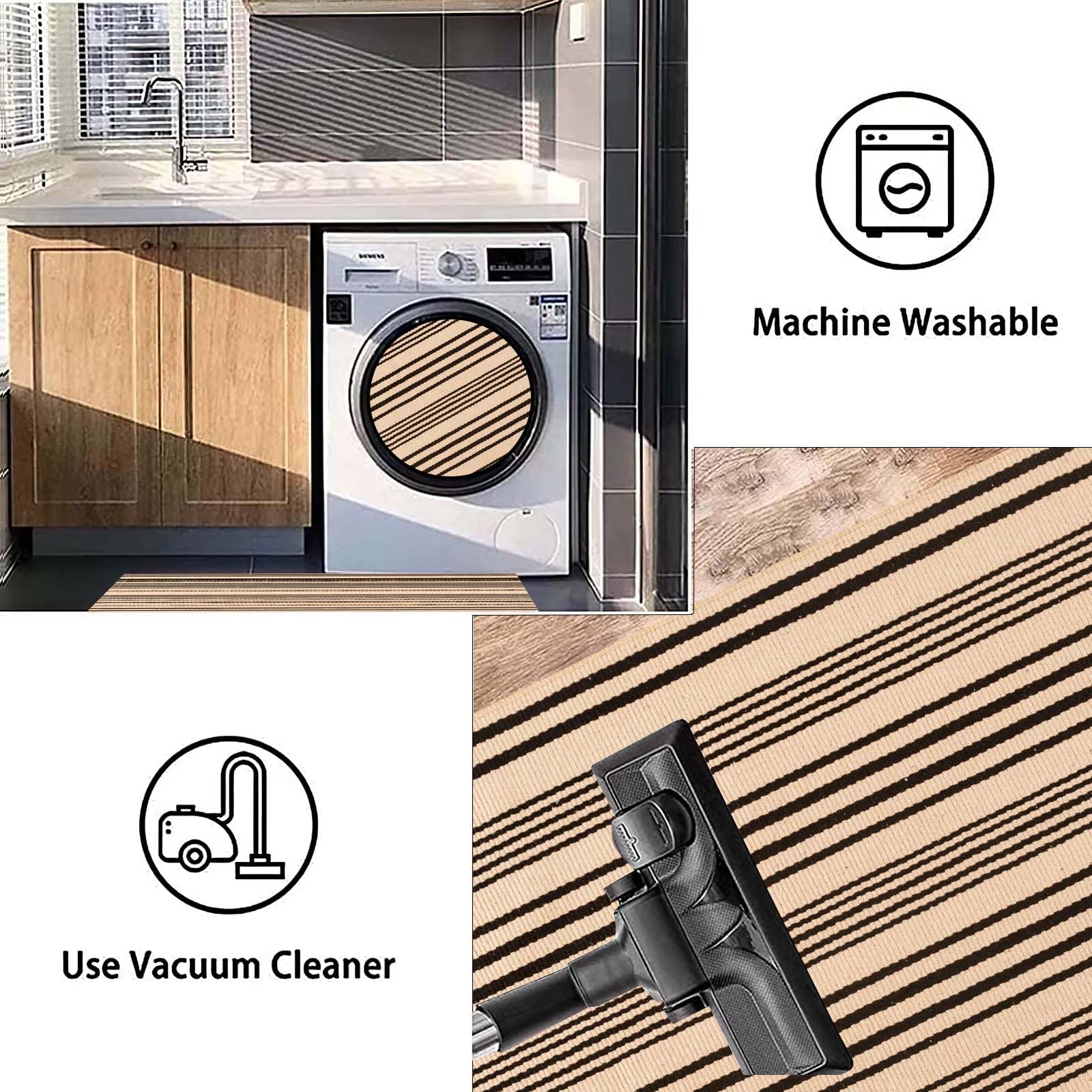 BUAGETUP Blue and White Layered Doormat,27.5x43.3inch Striped Outdoor Rug Hand Woven Cotton Indoor Outdoor Rug for Porch Layered