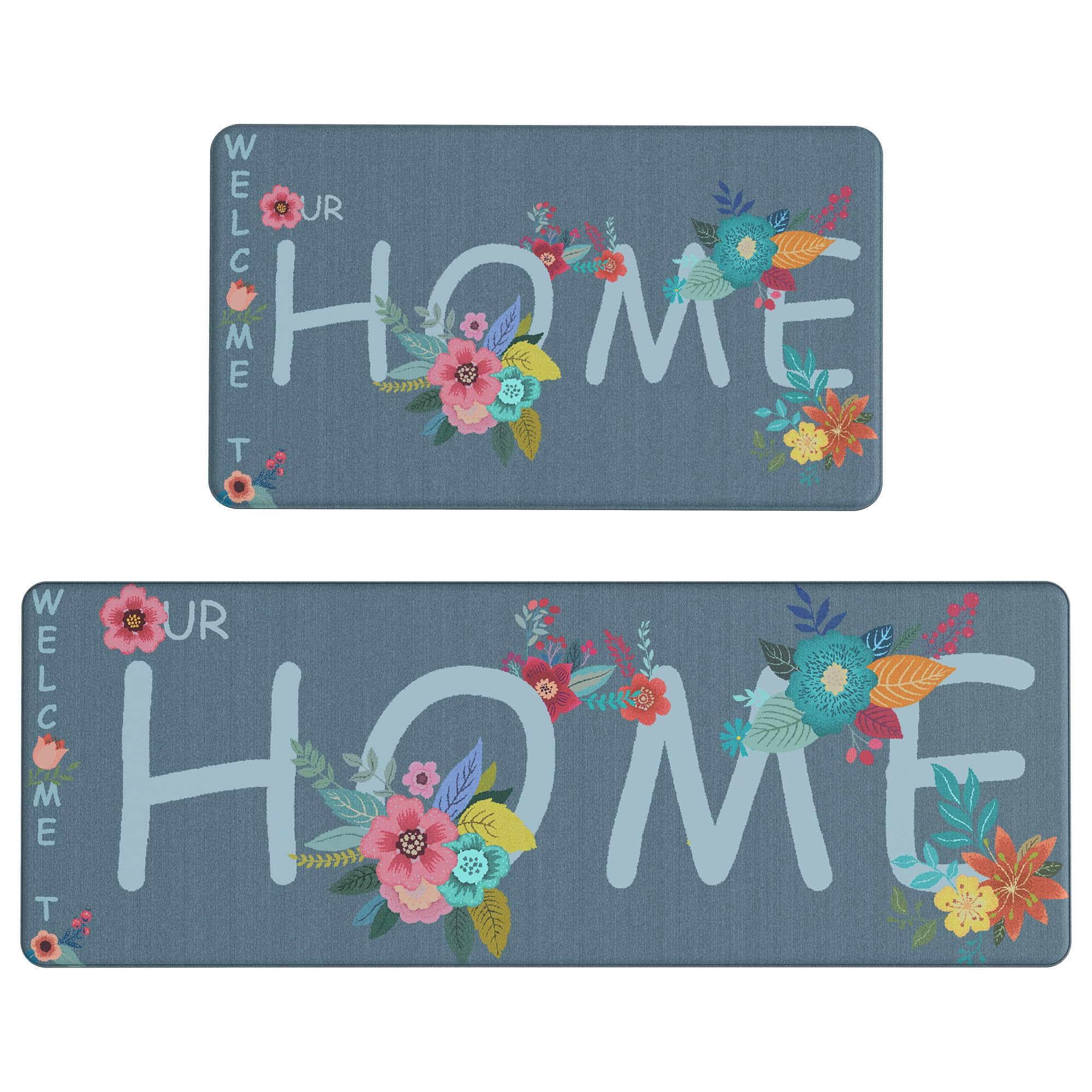 GENIMO Anti Fatigue Kitchen Mats for Floor, Non Slip Washable Home Theme Rugs Sets of 2, Farmhouse Cushioned Waterproof Comfort 