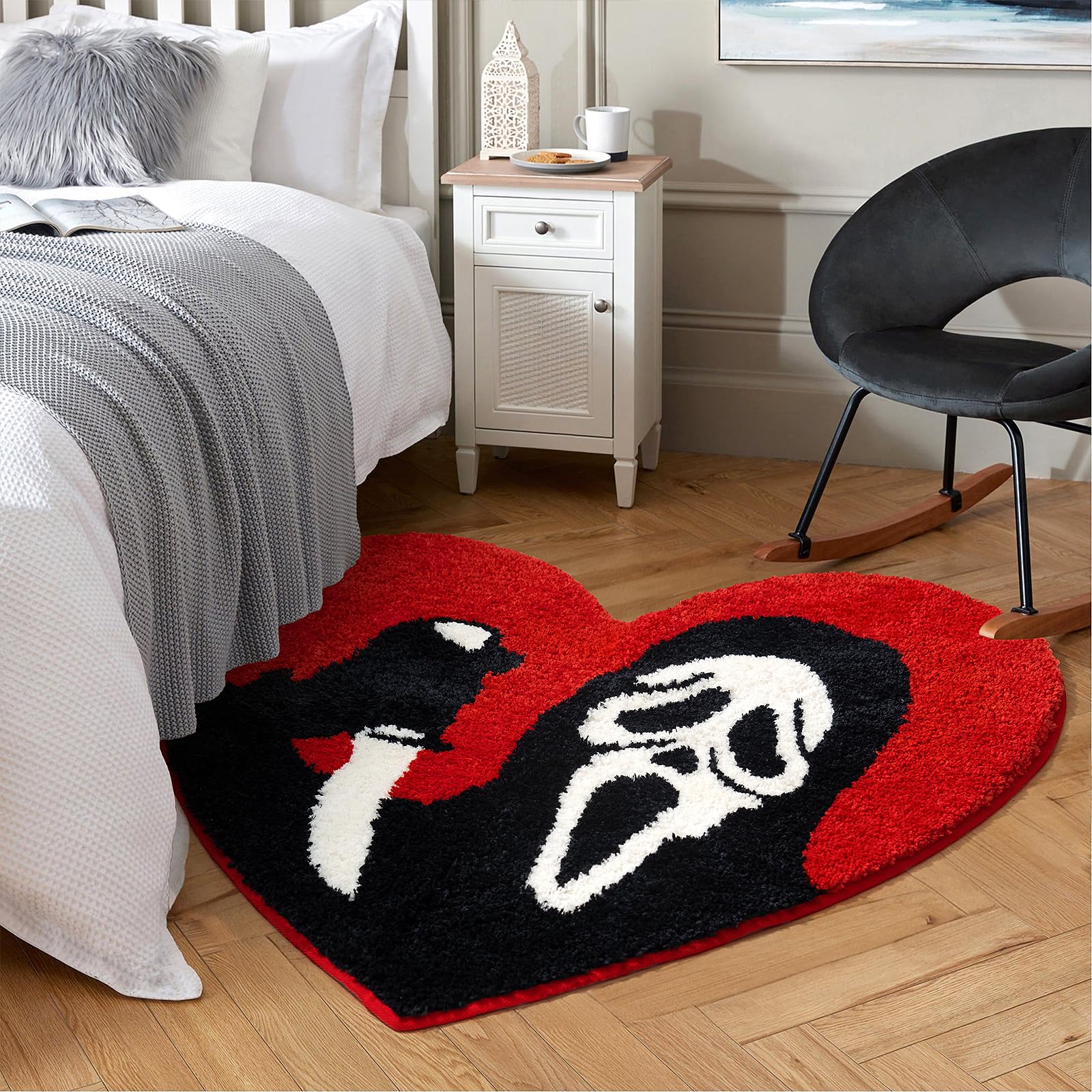 Tanvill Halloween Bathroom Rugs Black Red Bath Mat Non Slip, 35   X42    Funny Skull Large Bath Rugs Washable Absorbent Gothic D