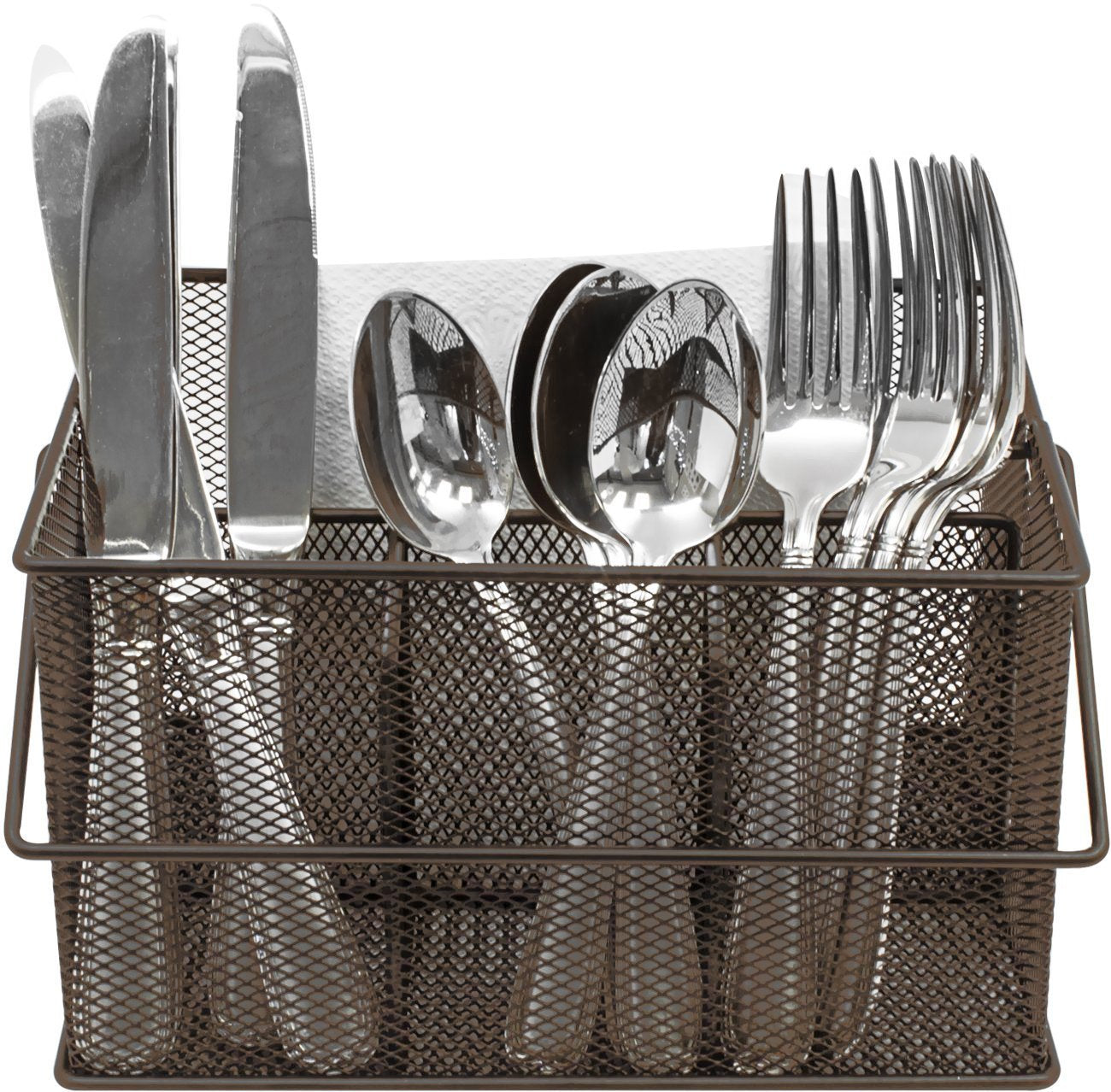 Sorbus Utensil Caddy - Silverware, Napkin Holder, And Condiment Organizer - Multi-Purpose Steel Mesh Caddy-Ideal For Kitchen, Di