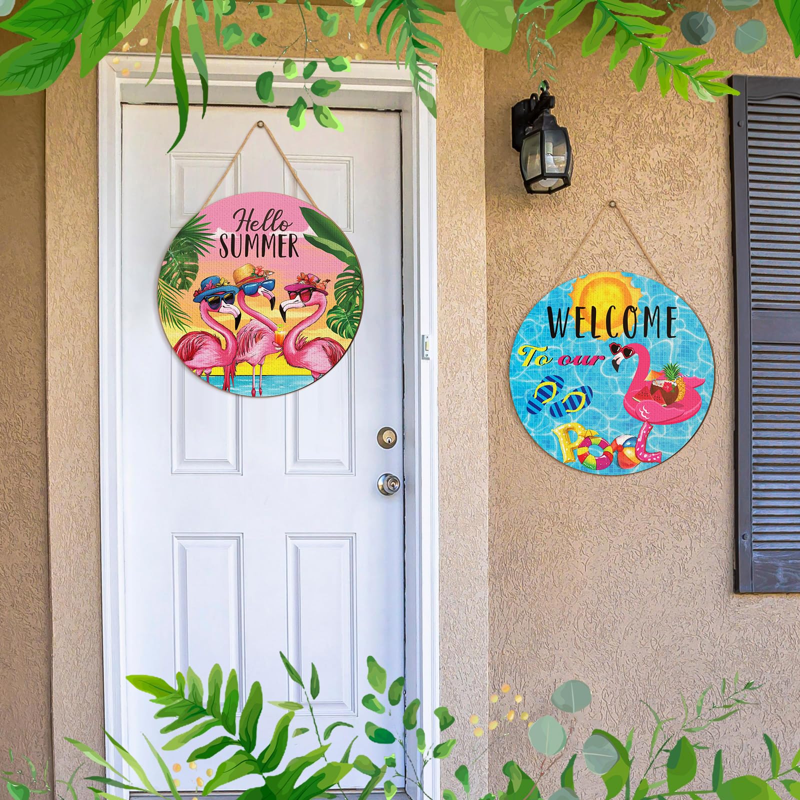 Blosssound 3 Pcs Door Decorations Front Hanging Door Sign Hanging Ornament Wooden Wall Sign Hanger for Celebrations Farmhouse Ho