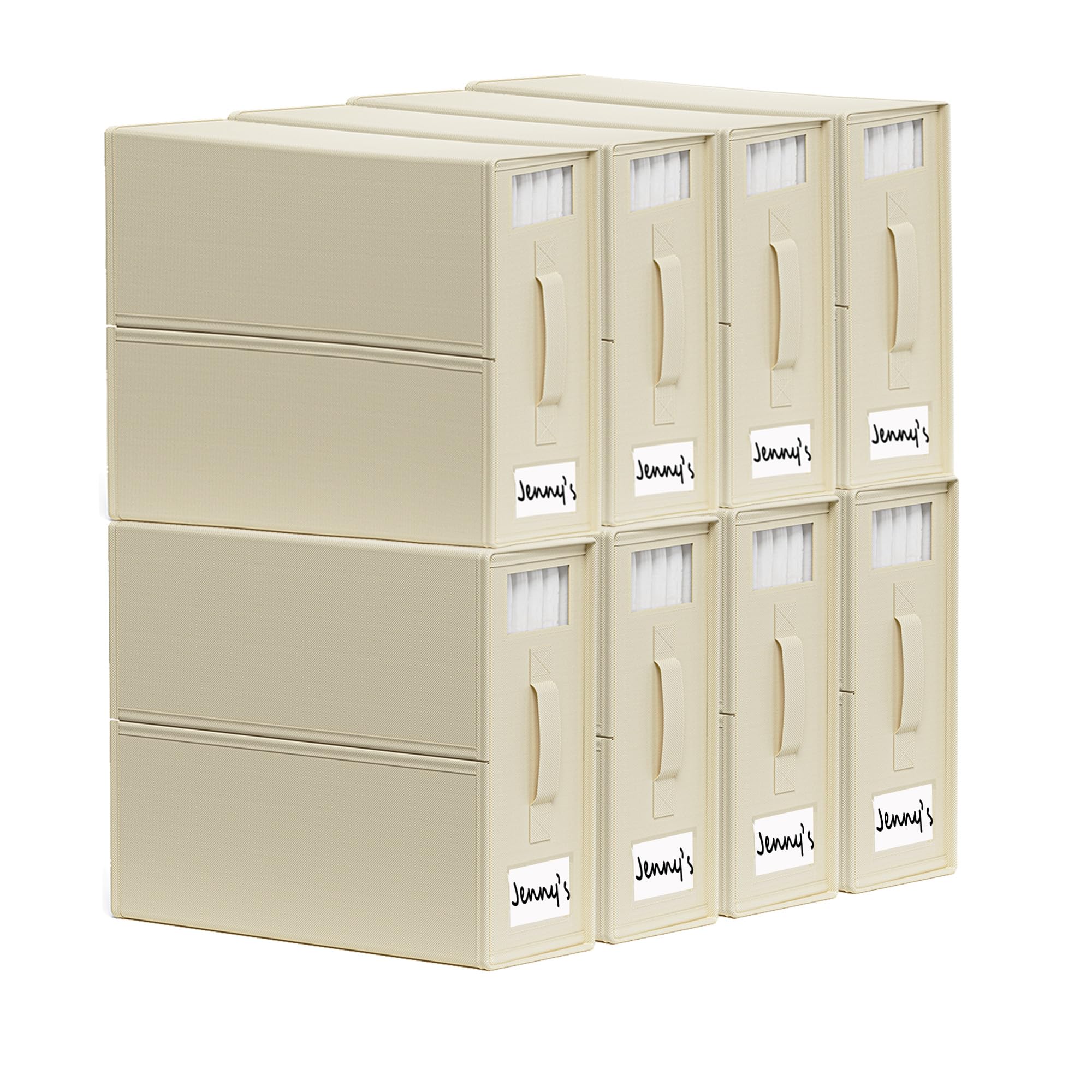 SheetCube Bed Sheet Organizers and Storage 8 Pack, Foldable Linen Closet Organizer with Window and Label, Bedding Folder Storage