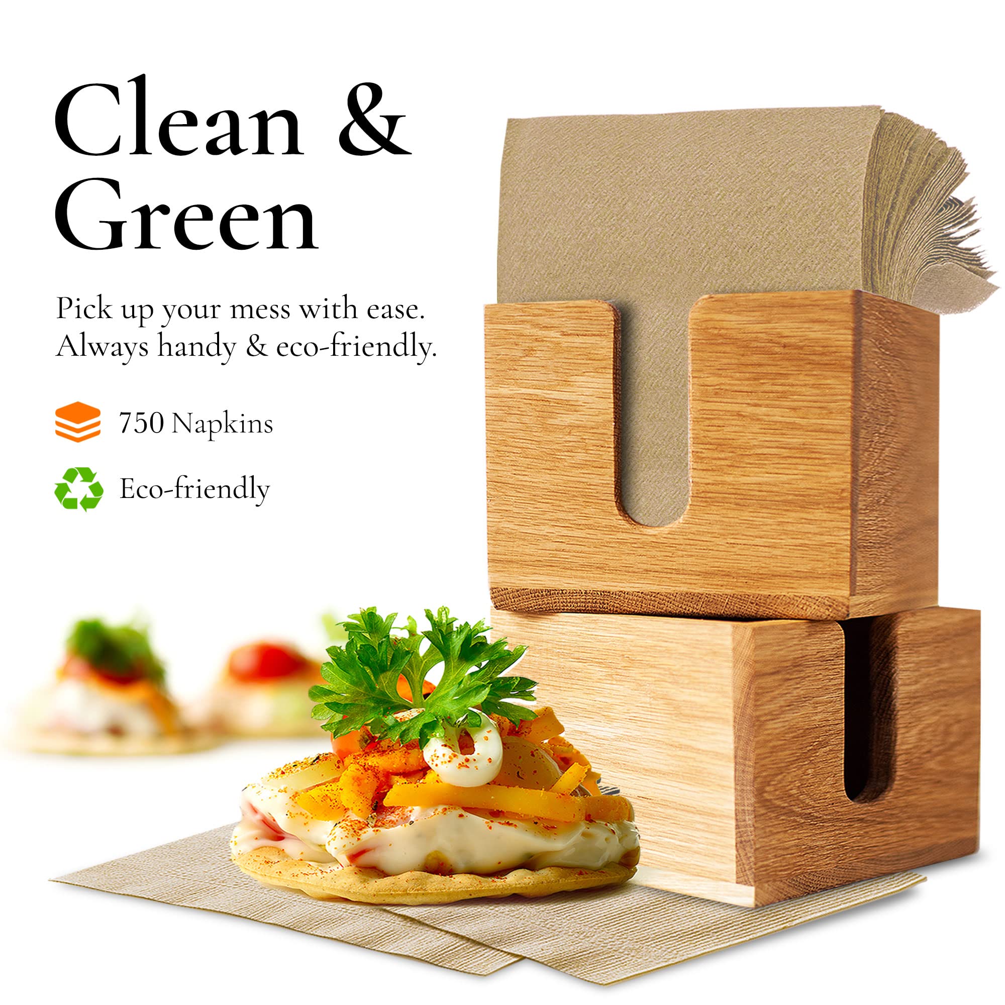 (750-Pack) Brown Napkins - Bulk Unbleached, Natural & Rustic Kraft Paper Napkins - Eco-Conscious Disposable Kitchen Tissue Suppl