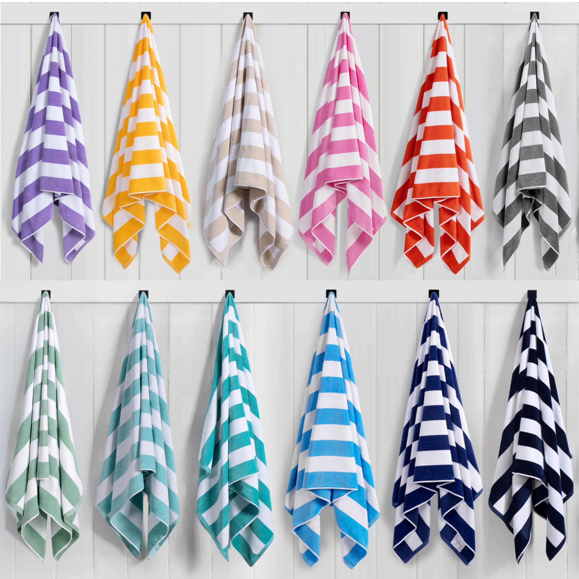 LULUHOME Plush Oversized Beach Towel - Fluffy Cotton Thick 36 x 70 Inch Turquoise Striped Pool Towels  Large Summer Cabana Swimming Towel for Adults