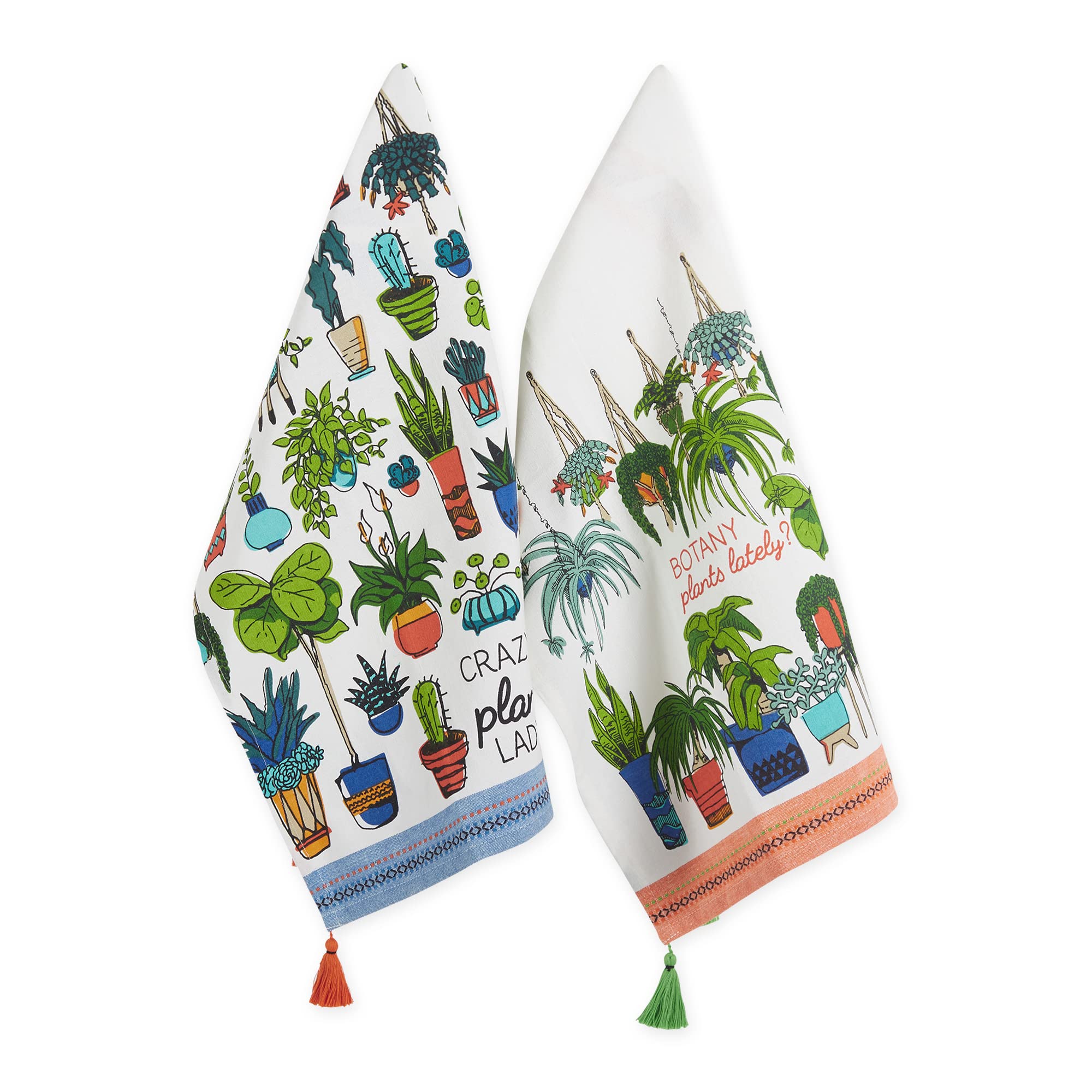 ASST CRAZY PLANT LADY PRINTED DISHTOWEL SET/2