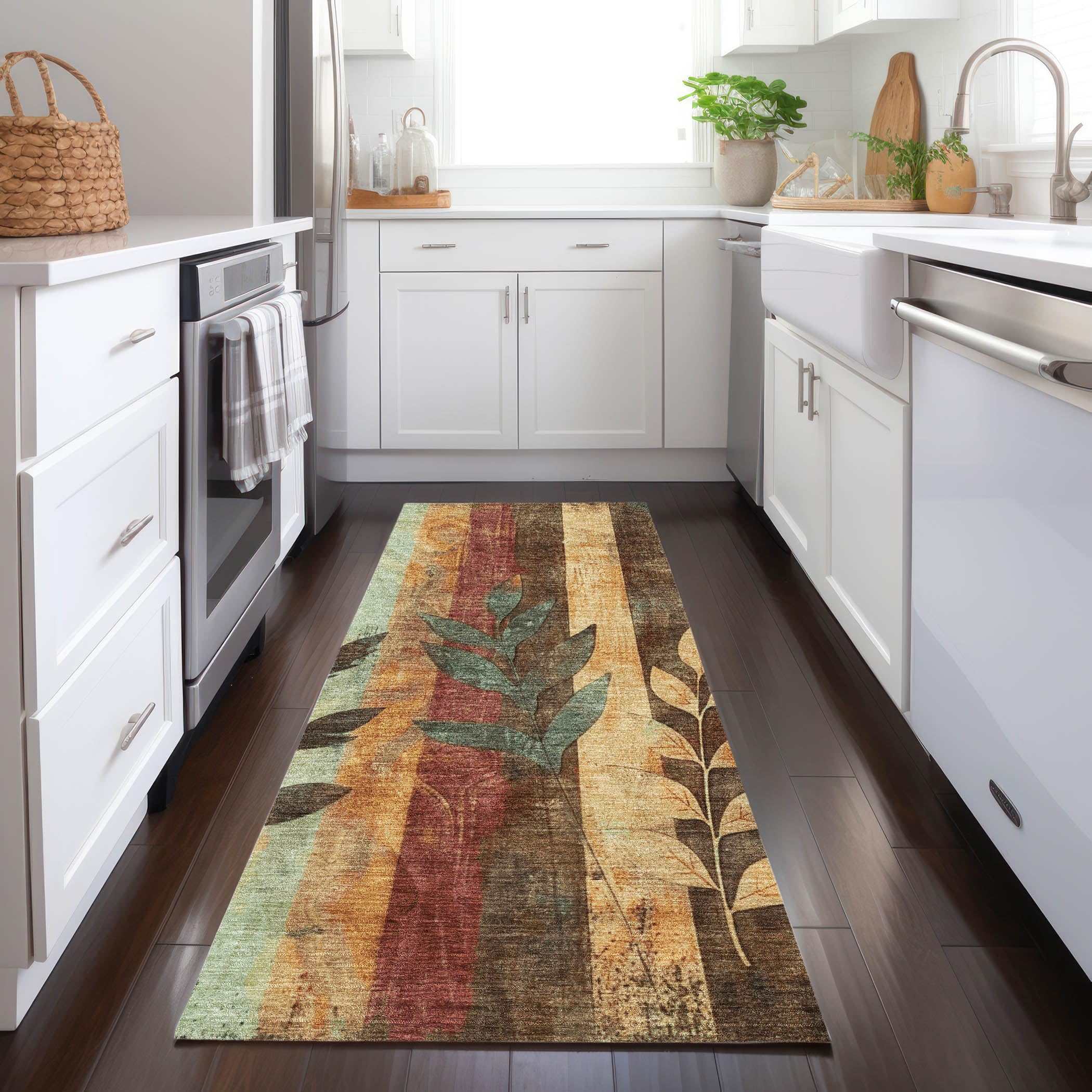 Machine Washable Indoor/Outdoor Chantille Wheat 23 x 76 Runner Rug