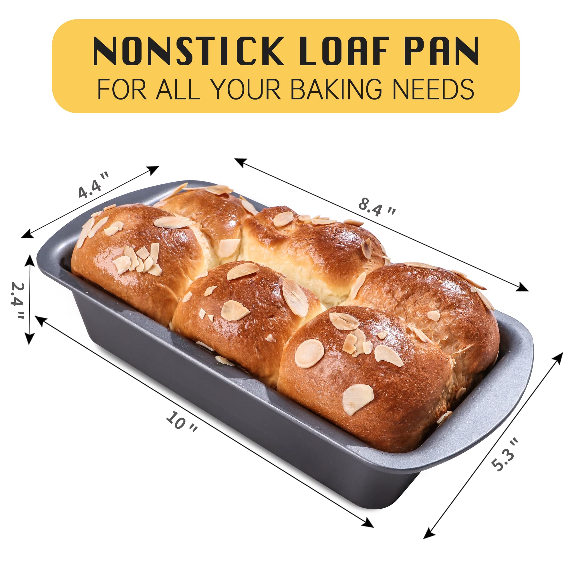 Hongbake 3 Pack Bread Pan For Baking Loaf Pan Set, 8.5 X 4.5 Inches Loaf Pan With Wide Grips Nonstick Bread Tin 3 Pack, 1Lb Perf