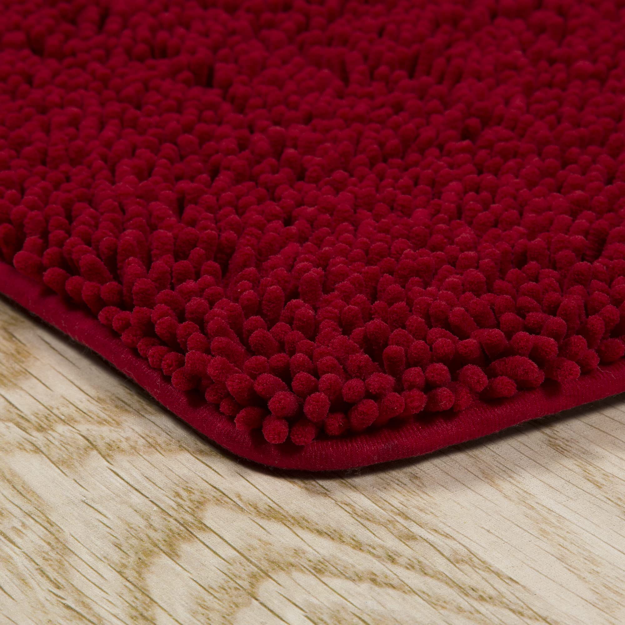 Bedford Home 2 Piece Memory Foam Shag Bath Mat Set - Burgundy