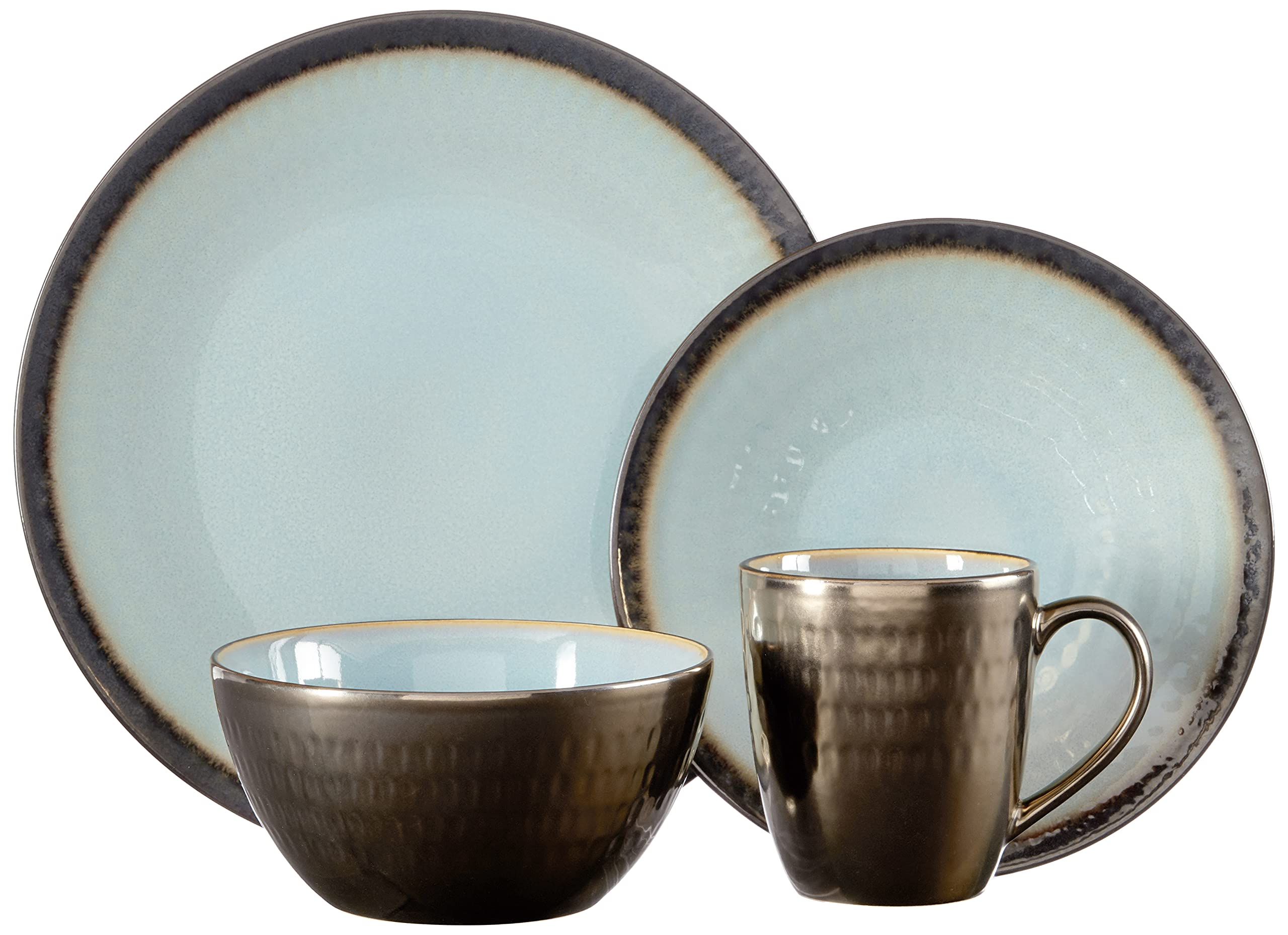 Gourmet Basics by Mikasa Anastasia Dinnerware Set (Service For 4), Blue