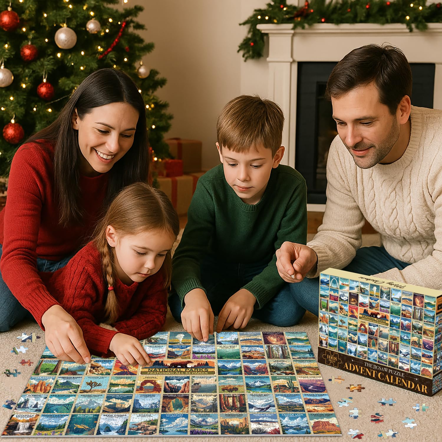 National Park Puzzle Advent Calendar 2025 Adults Teen, 1008 Pieces Coutdown to Christmas Calendar with 63 Travel Poster Landscap