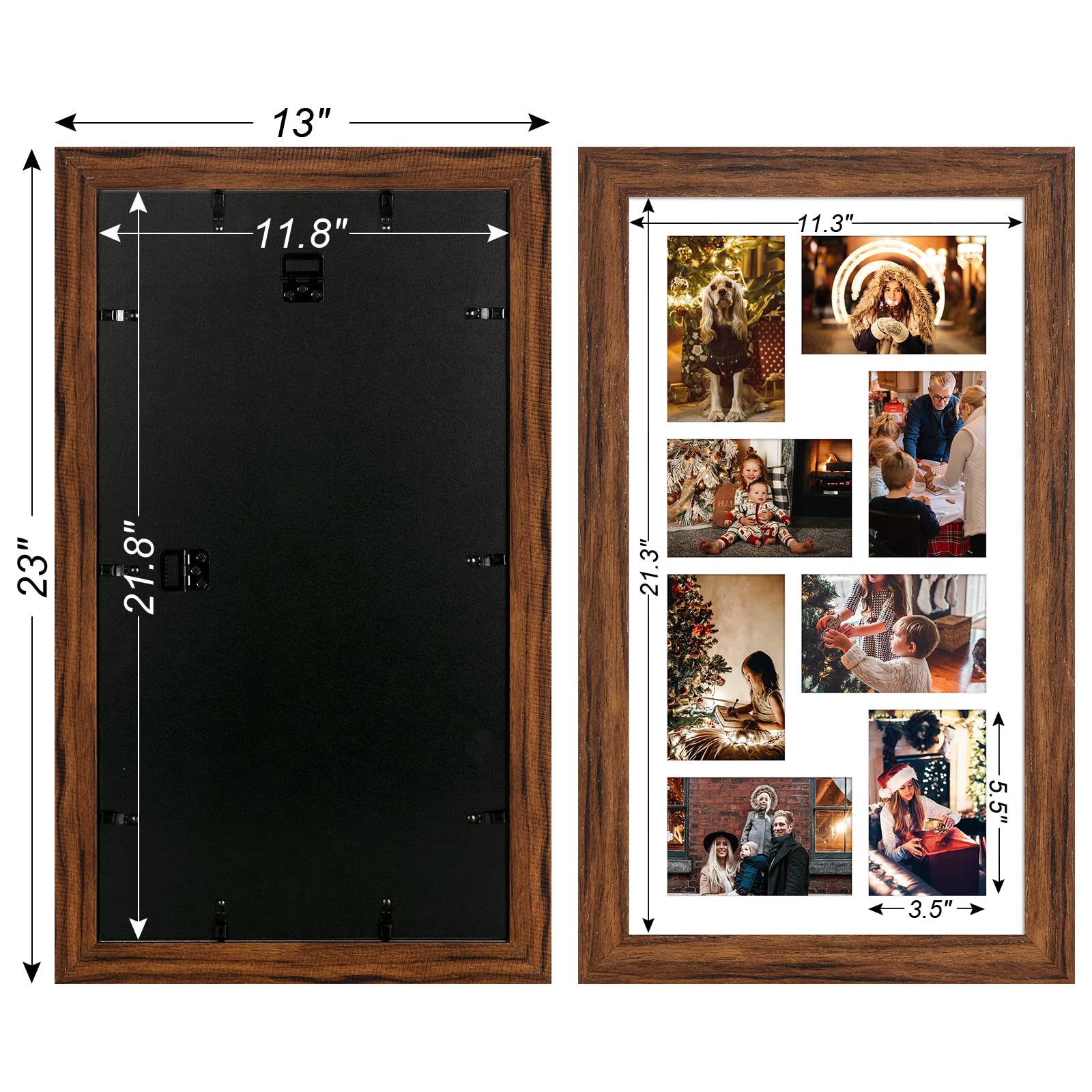 Gaevuian 11.8x21.8 Picture Frame Display 8 opening 4X6 Picture Frame Collage,Multi Photo Frame with Mat,Plexiglass,Wall or Table