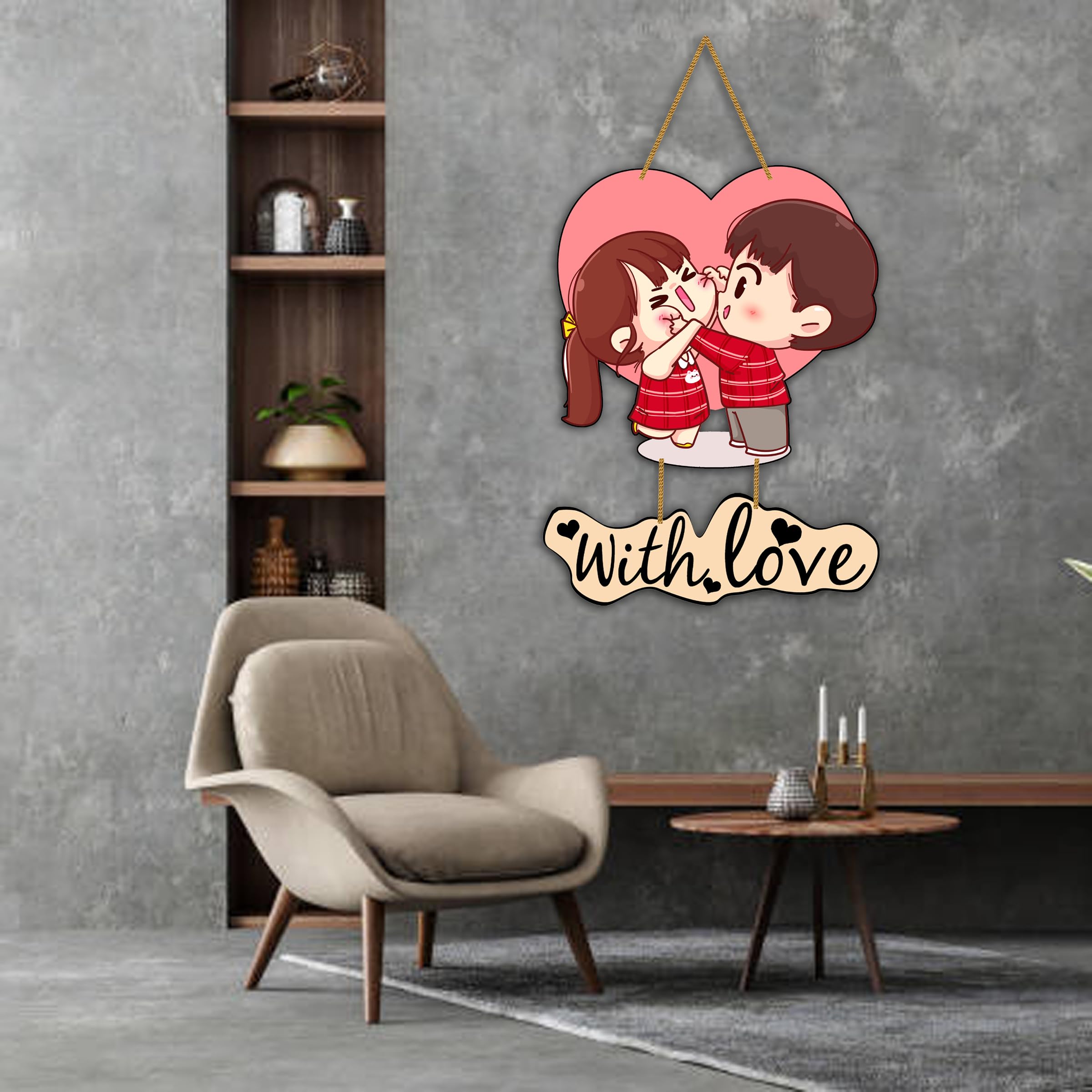 Shri Kanth Art Wooden Valentine Wall Hanging |Wall Hanger for HomeDecor Item | Wall Art With Love | Home Decor Couple Wall Art I