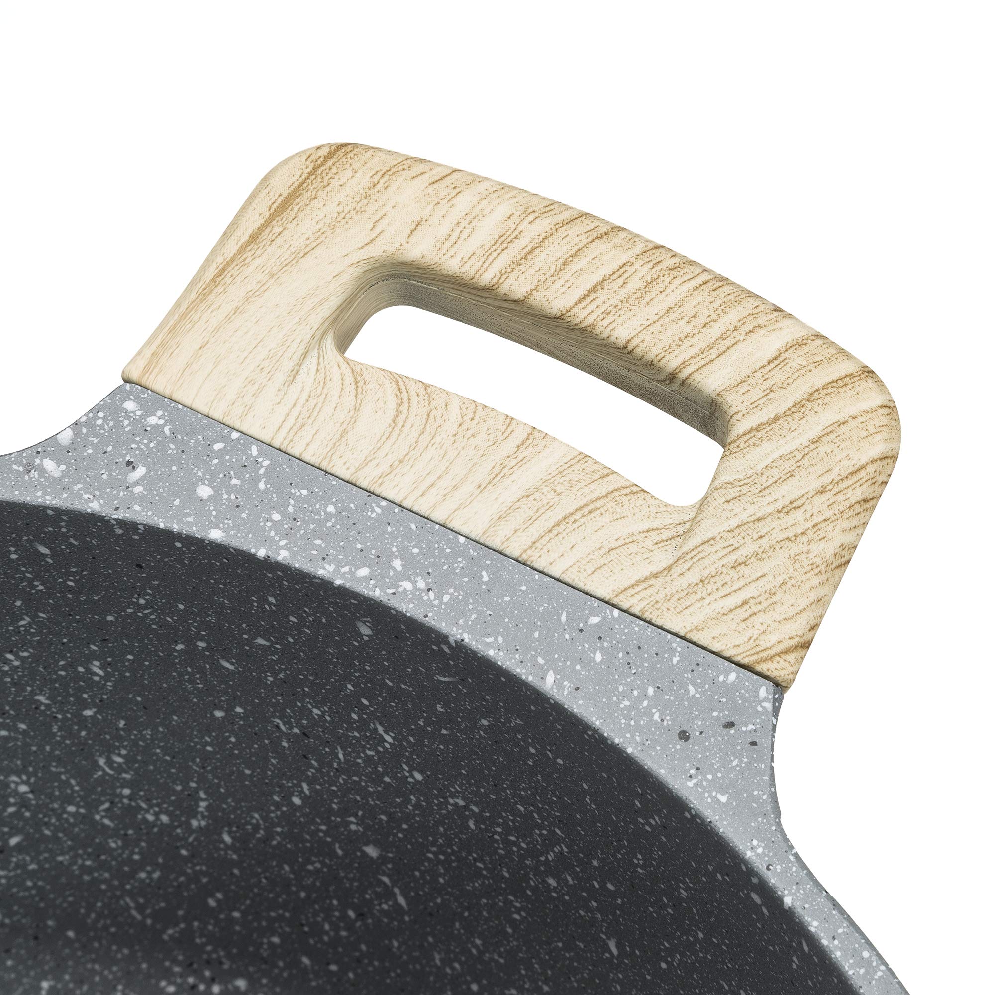 Ecolution Farmhouse Cast Aluminum, Durable Nonstick Coating, Stainless Steel Base, Even Heating, Dishwasher Safe, Wood Look Hand