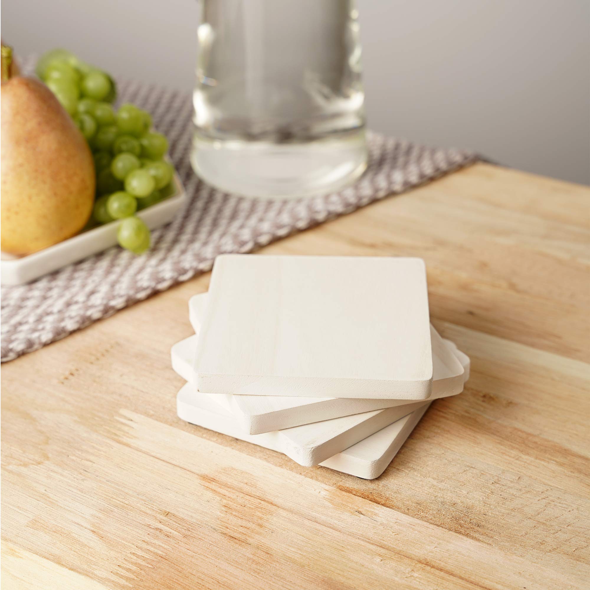 Twine Whitewash Coasters, White