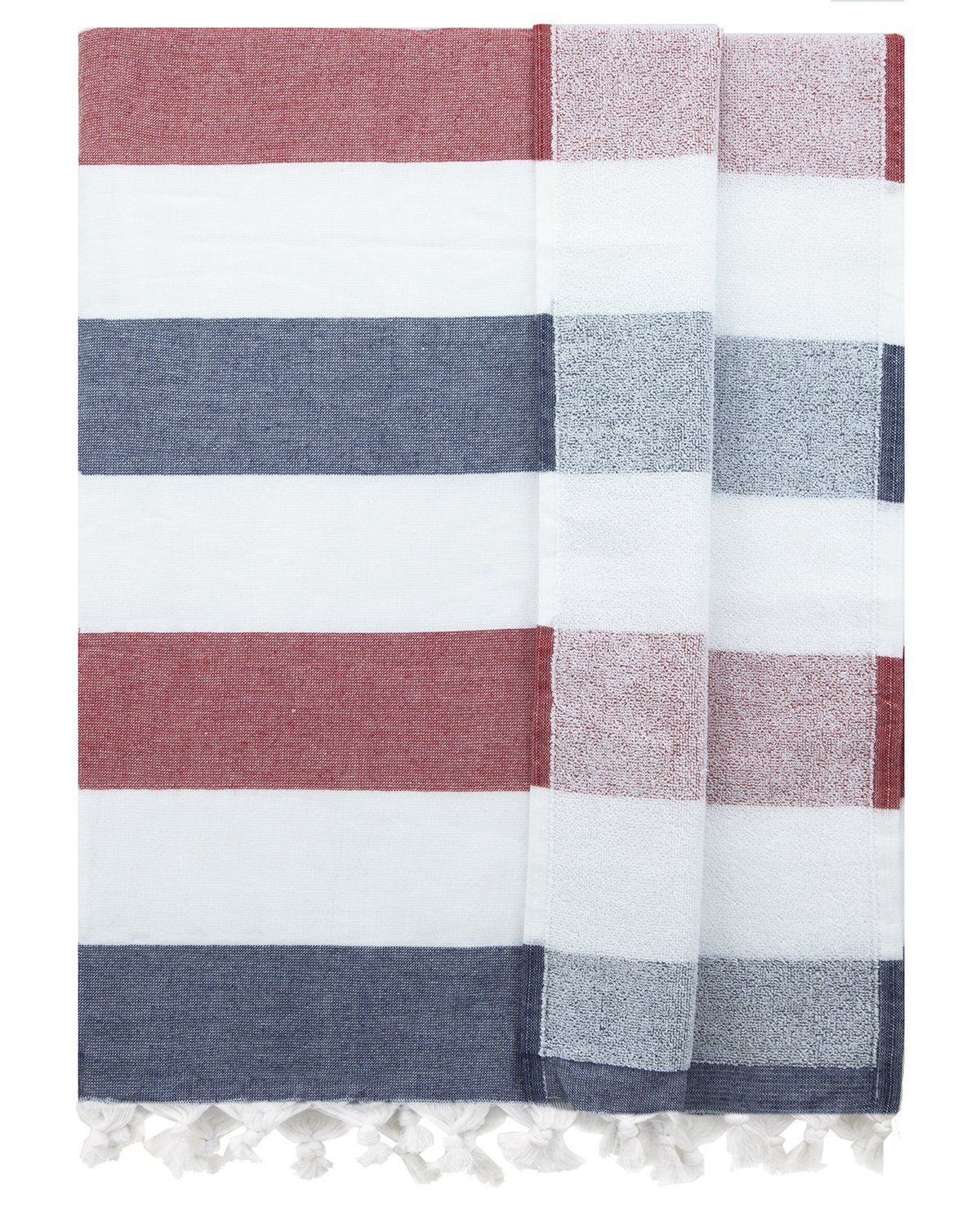 Eshma Mardini Bath & Beach Towel,%100 Cotton Peshtemal, Pool, Spa, Sauna, Hot Yoga Towel (Double Sided) (Blue - Red)