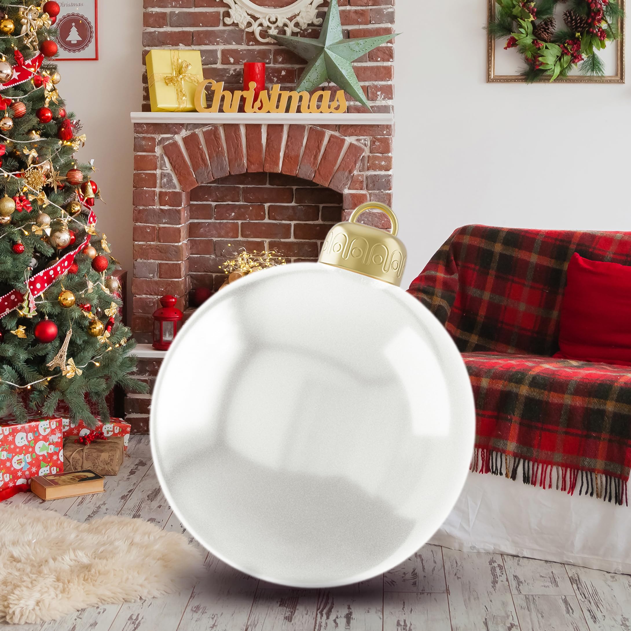 Giant 24 Inch Inflatable Christmas Ball PVC Xmas Inflatable Decorated Balls, Outdoor Inflatables Ornaments Christmas Hangable Bl