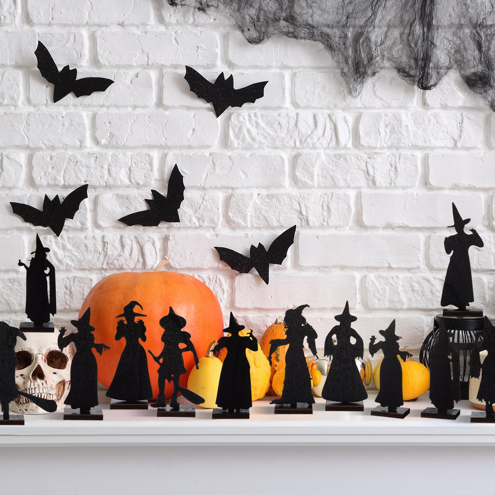 Colingmill 15 Pcs Halloween Tabletop Decoration Witch Decoration Halloween Decorations Wooden Signs Table Decor for Home Table S