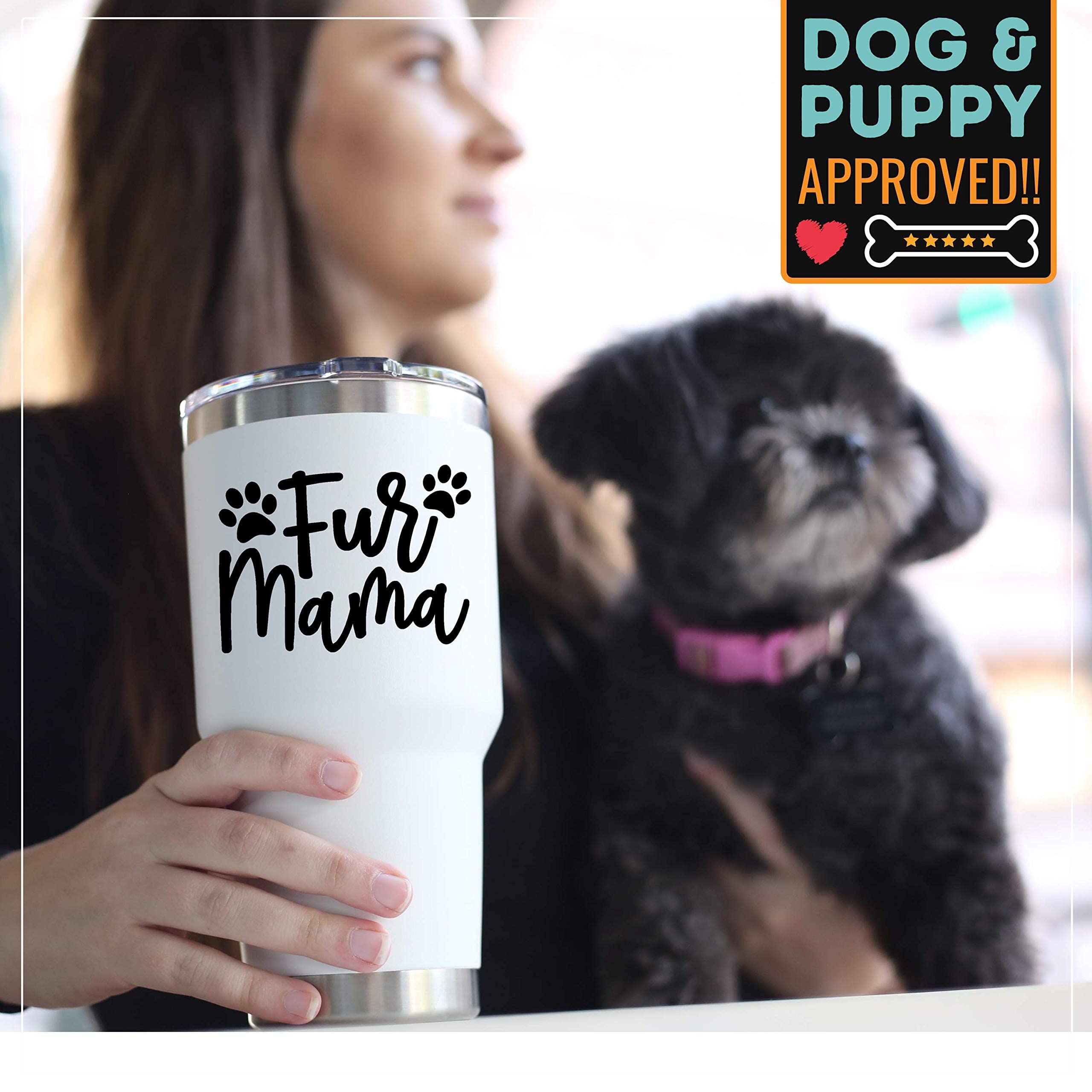 Fur Mama Tumbler - Dog Lovers Gifts For Women - Dog Mom Insulated Cup, Coffee Mug - Great Dogs Themed Gifts For Christmas, Birth