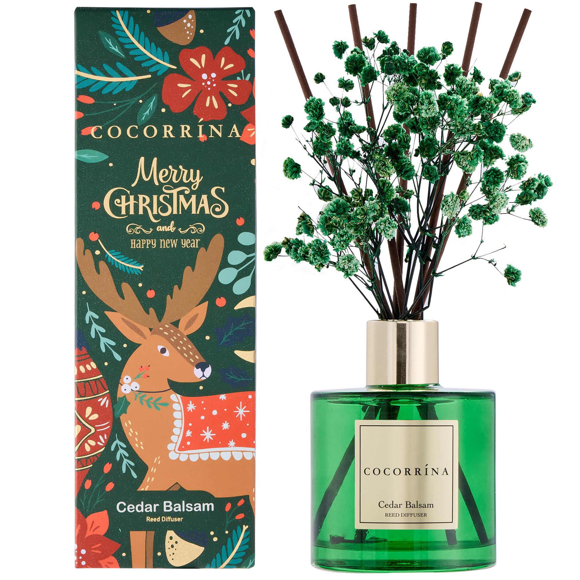 COCORR  NA Reed Diffuser - Cedar Balsam 6.7 fl oz Diffuser with Sticks Bathroom Shelf Decor Christmas Reed Diffuser