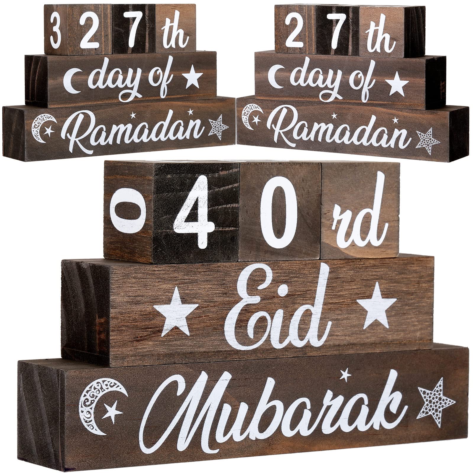 5 Pieces Ramadan Calendar Block Set Ramadan Advent Countdown Eid Calendar Countdown Calendar Ramadan Table Decor Ramadan Wood Si