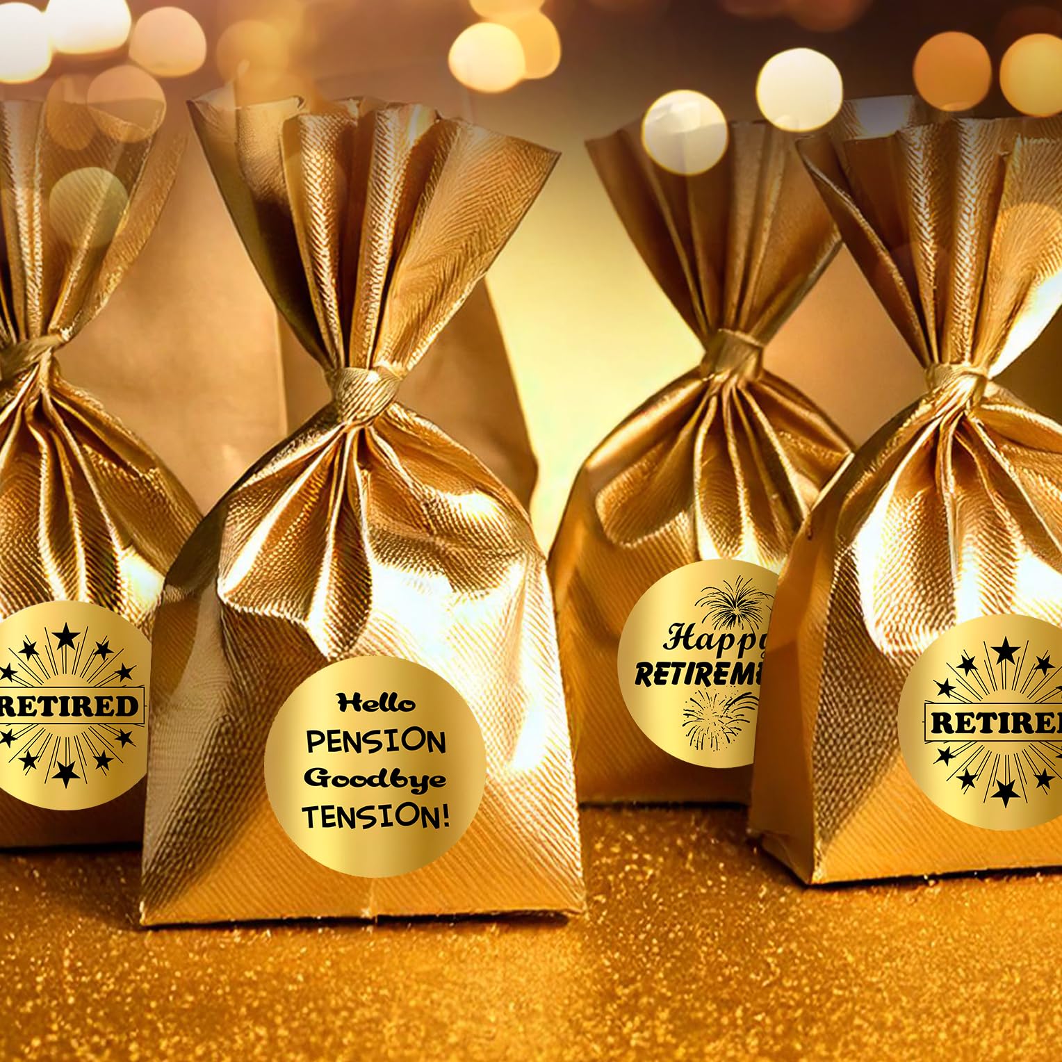 Gold Foil Retirement Kisses Stickers  (Set of 216) Chocolate Drops Labels Stickers for Happy Retirement Party  Party Favors Decor for Kisses