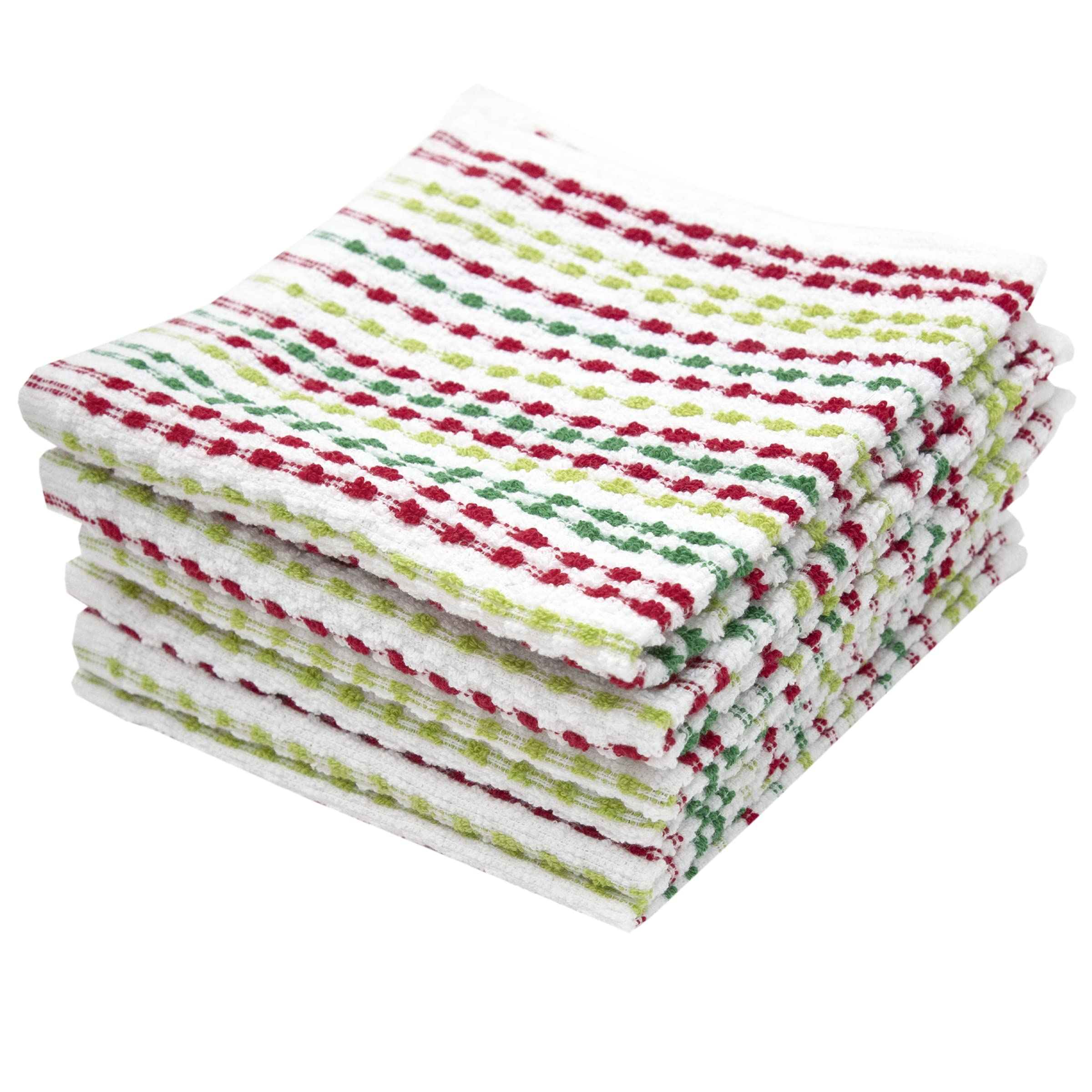 Ritz Pebble Bar Mop Cloth, Holiday Red-Green, 6 Piece Set