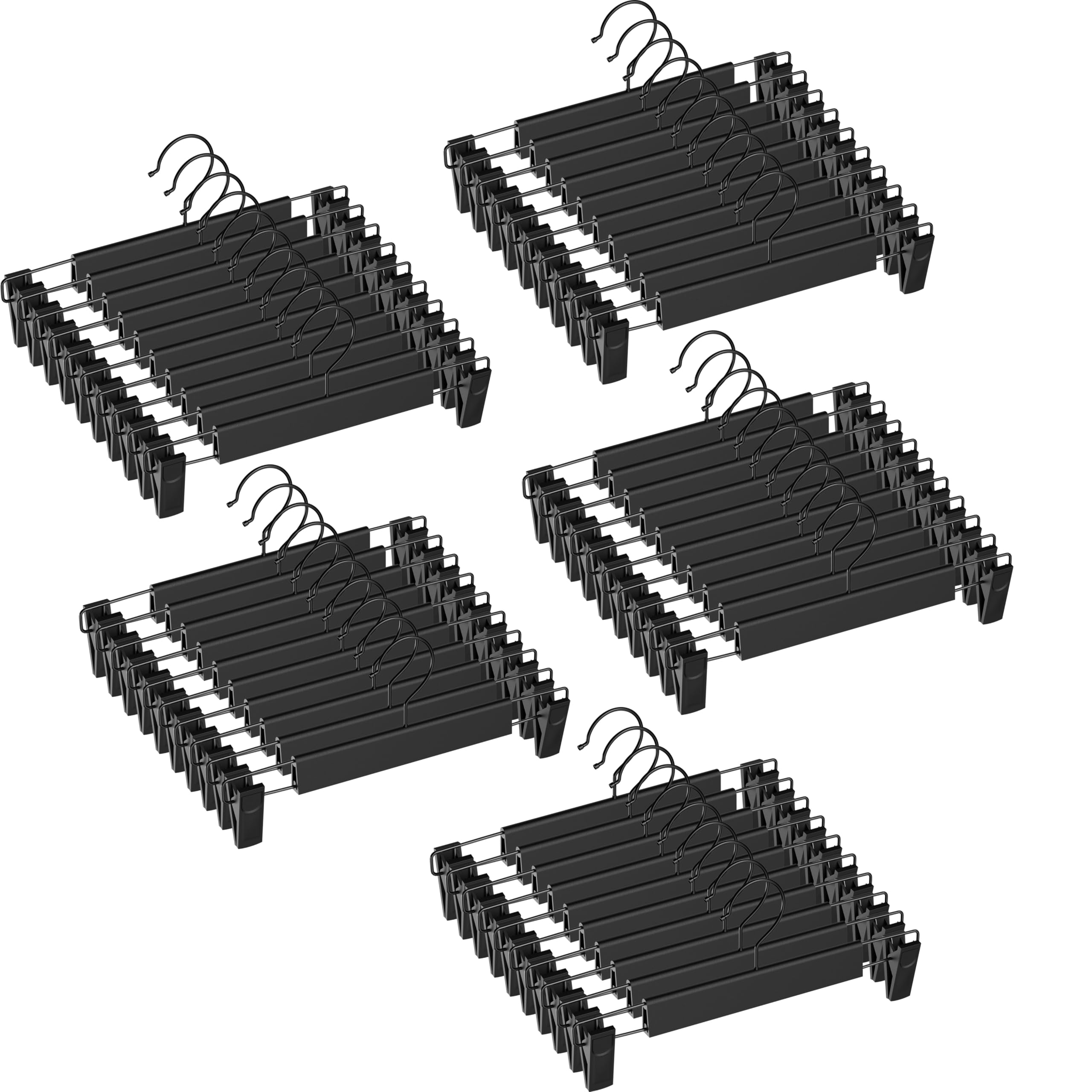 NORTHERN BROTHERS Pants Hangers  50Pack Skirt Hangers with Clips Black Pant Hangers for Pants Bulk Shorts Hangers