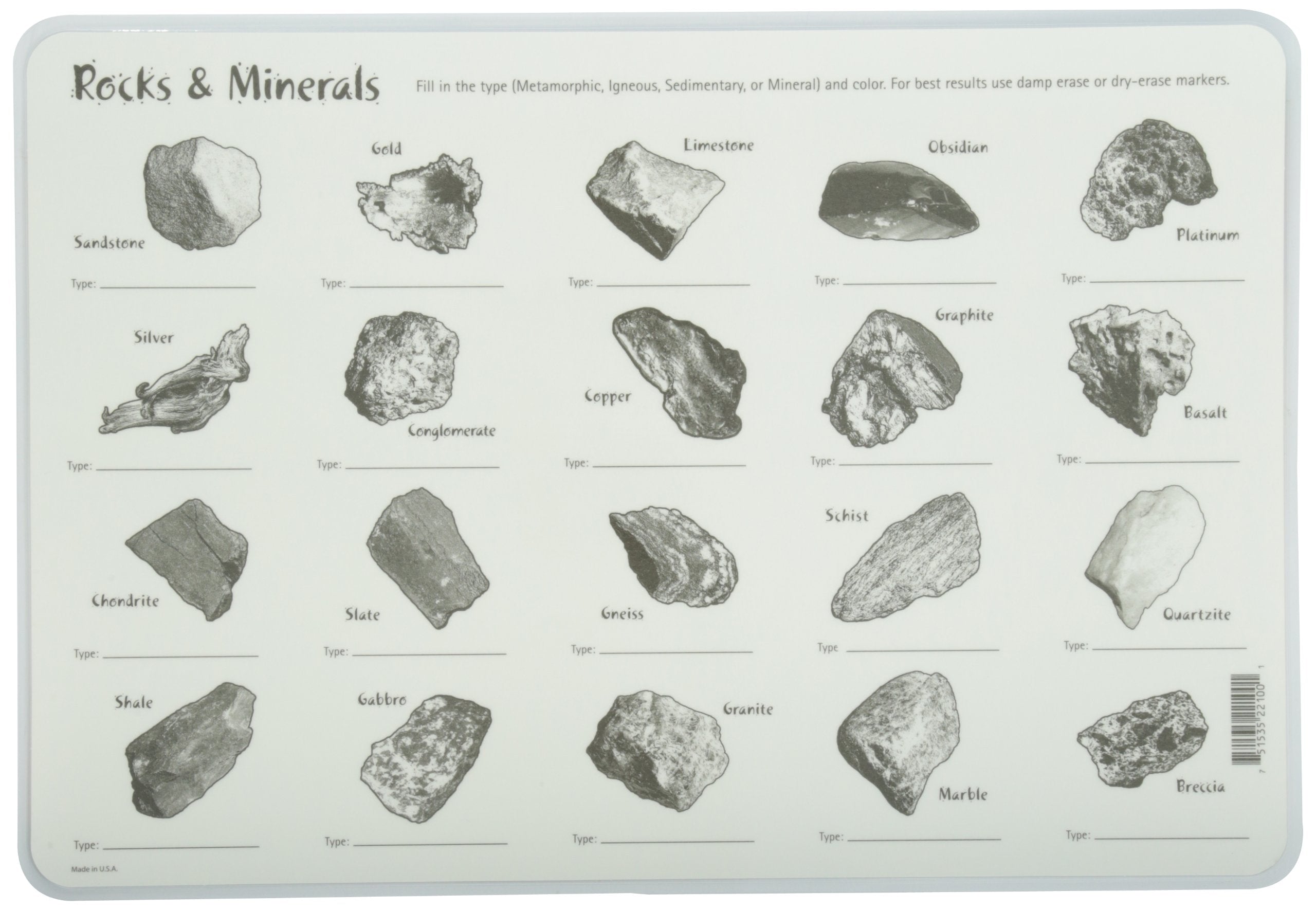 Rocks And Minerals Placemat
