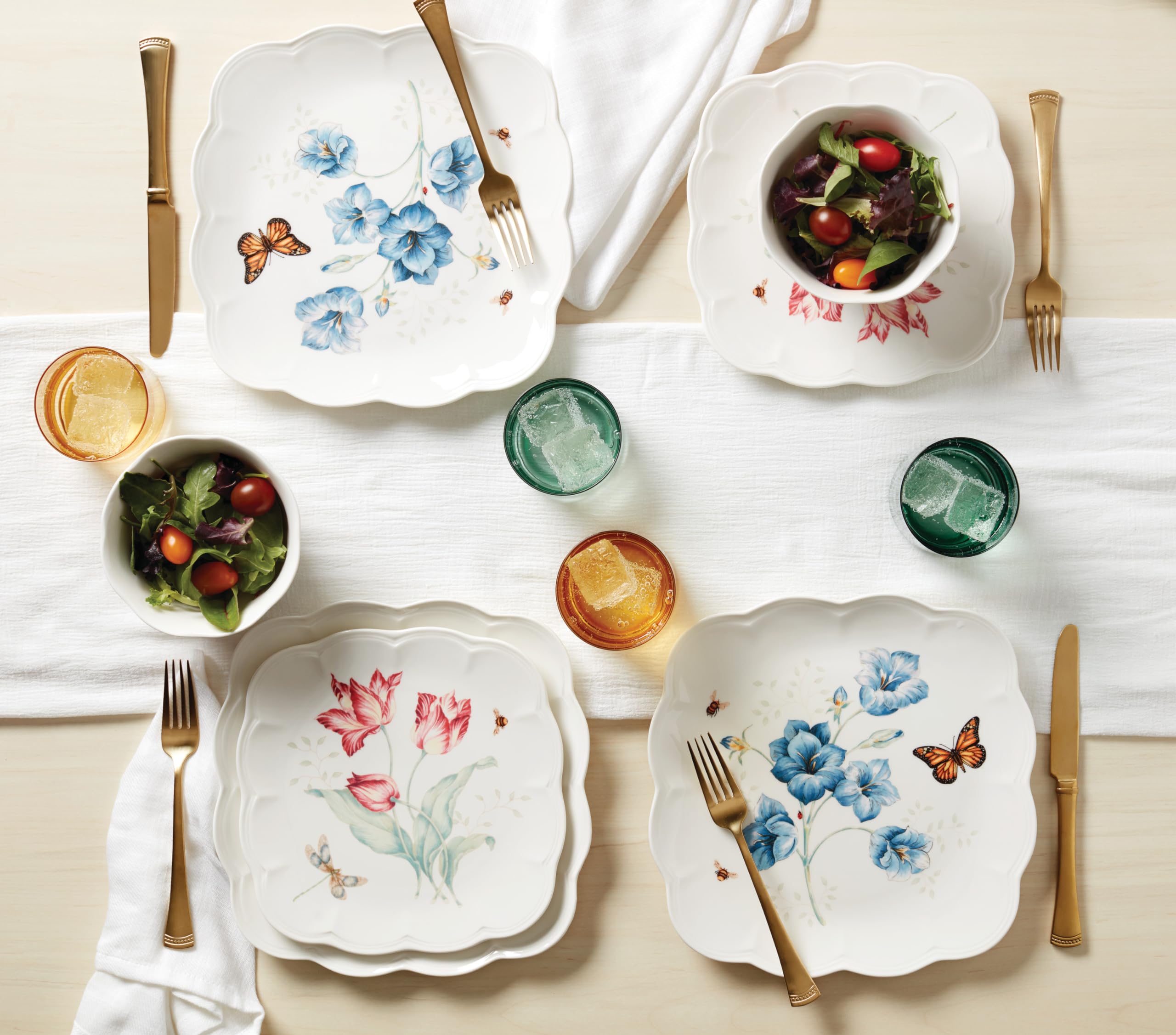 Lenox Butterfly Meadow Square 4Pc Dinner Plates, 4 Count, Multi