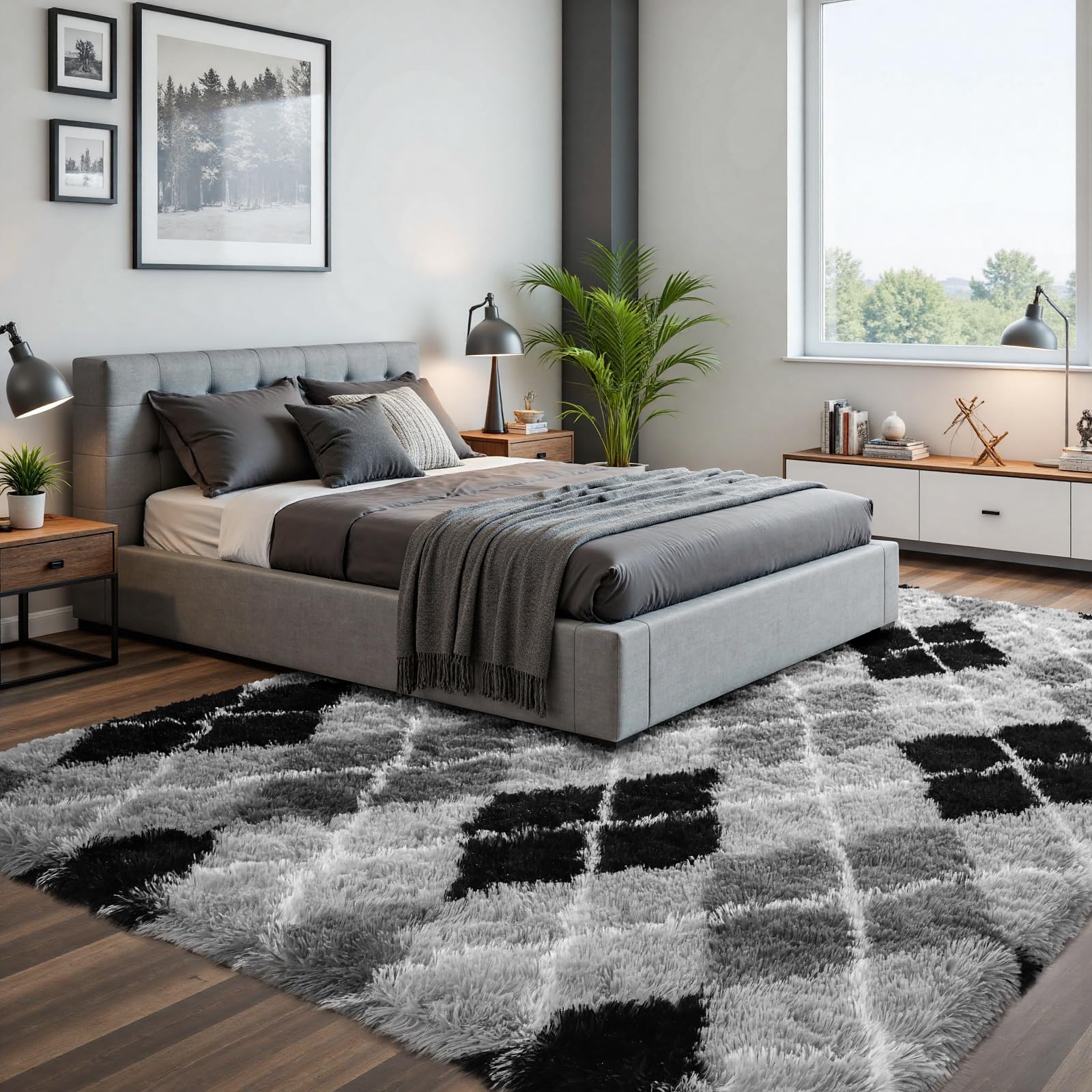 junovo Washable, Non-Slip Area Rug, Ultra Soft Area Rugs 6x9 Feet Fluffy Carpets for Bedroom Kids Girls Boys Baby Living Room Sh