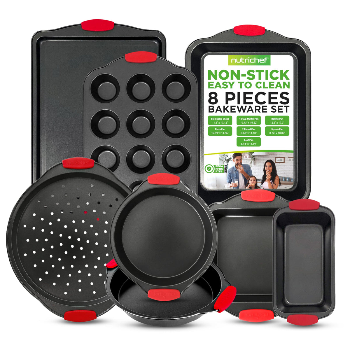 Nutrichef Non-Stick Kitchen Oven Baking Pans-Deluxe & Stylish Nonstick Gray Coating Inside Outside, Commercial Grade Restaurant