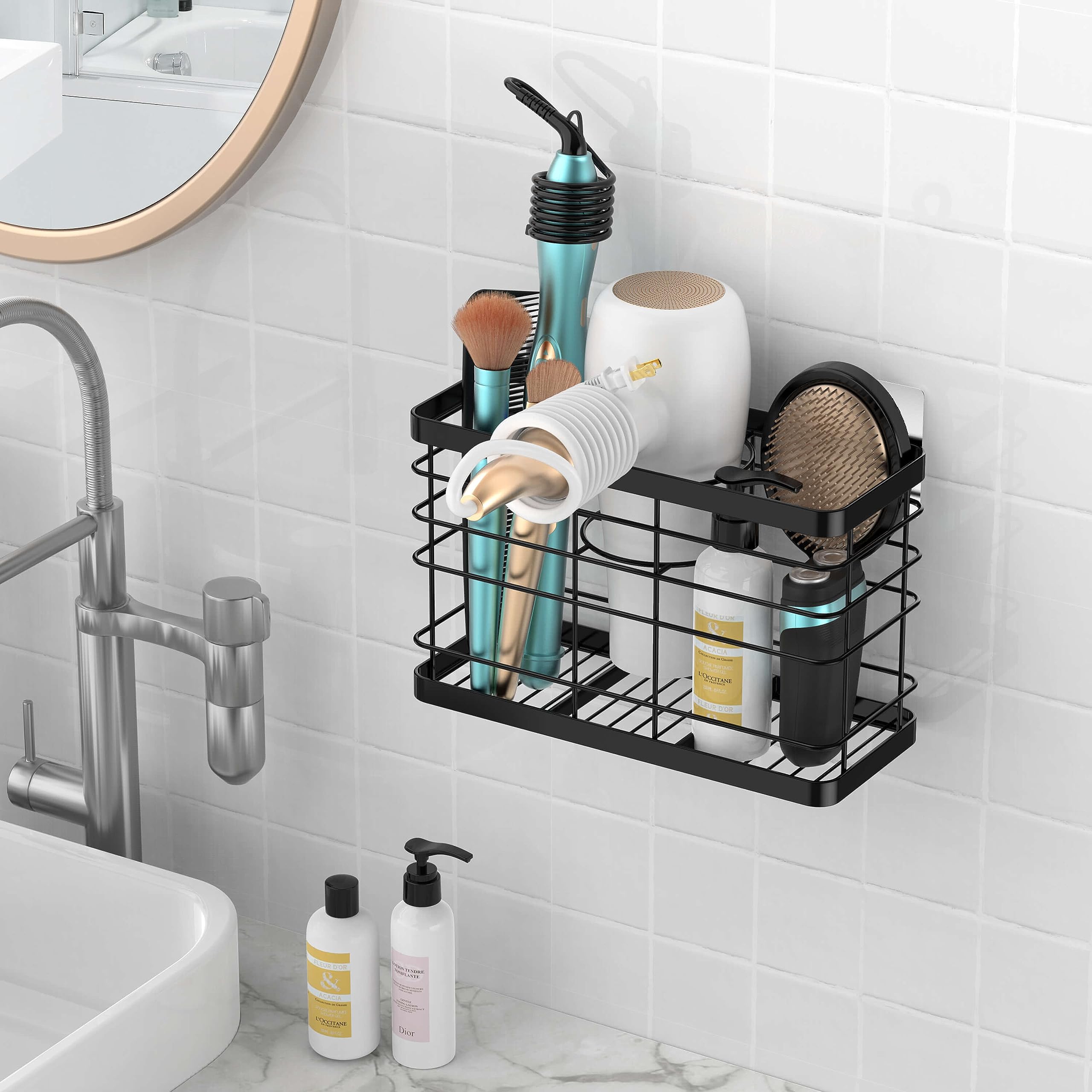 Vecallo Hair Tool Organizer - Blow Dryer Holder/Hair Dryer Holder Cabinet Door  Bathroom Organizer Hair Care & Styling Tools Storage Basket for Hair Dryer  Curling Irons  Hair Straighteners