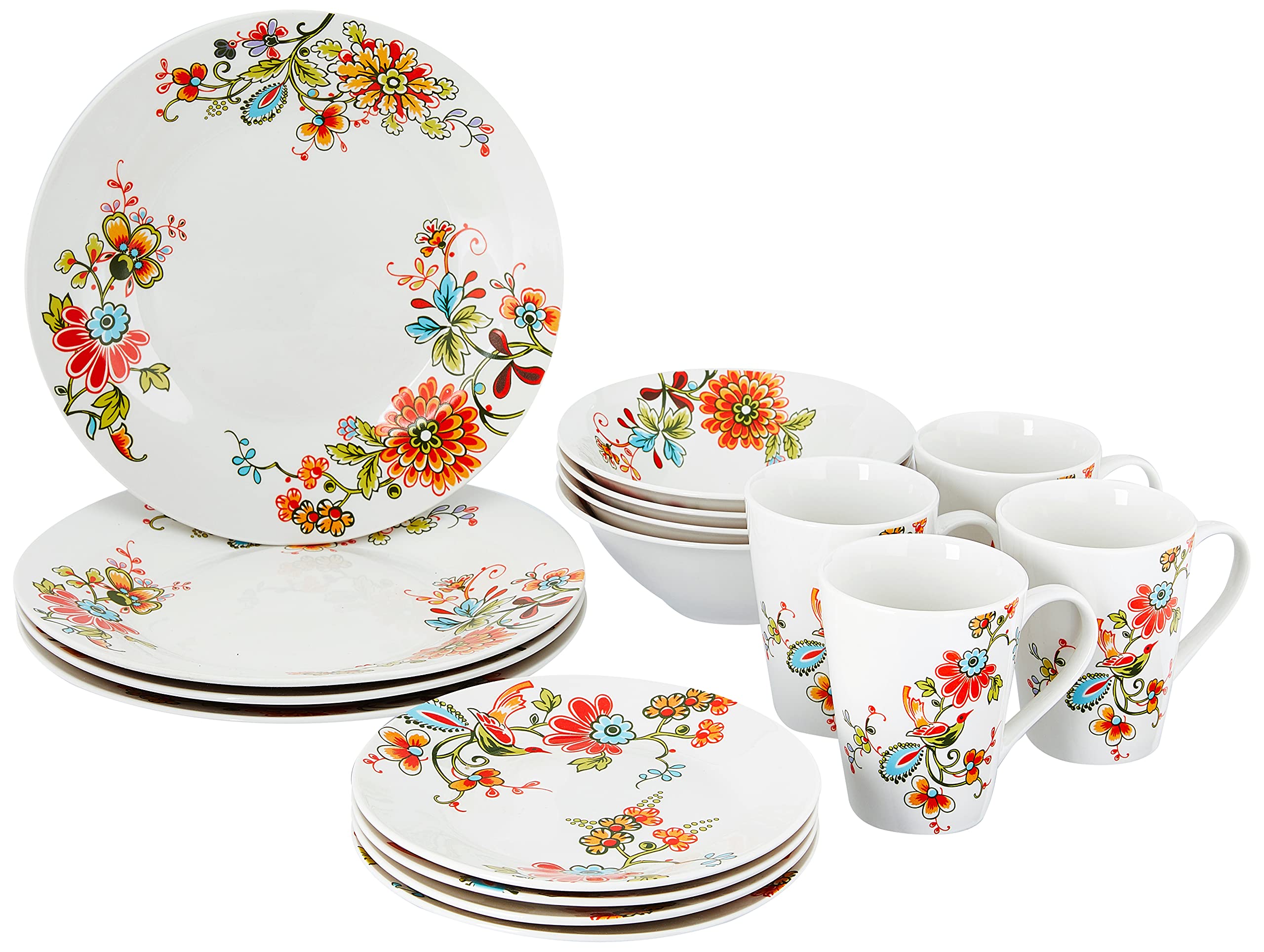 Gibson Home Doraville Round Dinnerware Set, Service for 4 (16) Piece, White/Specks