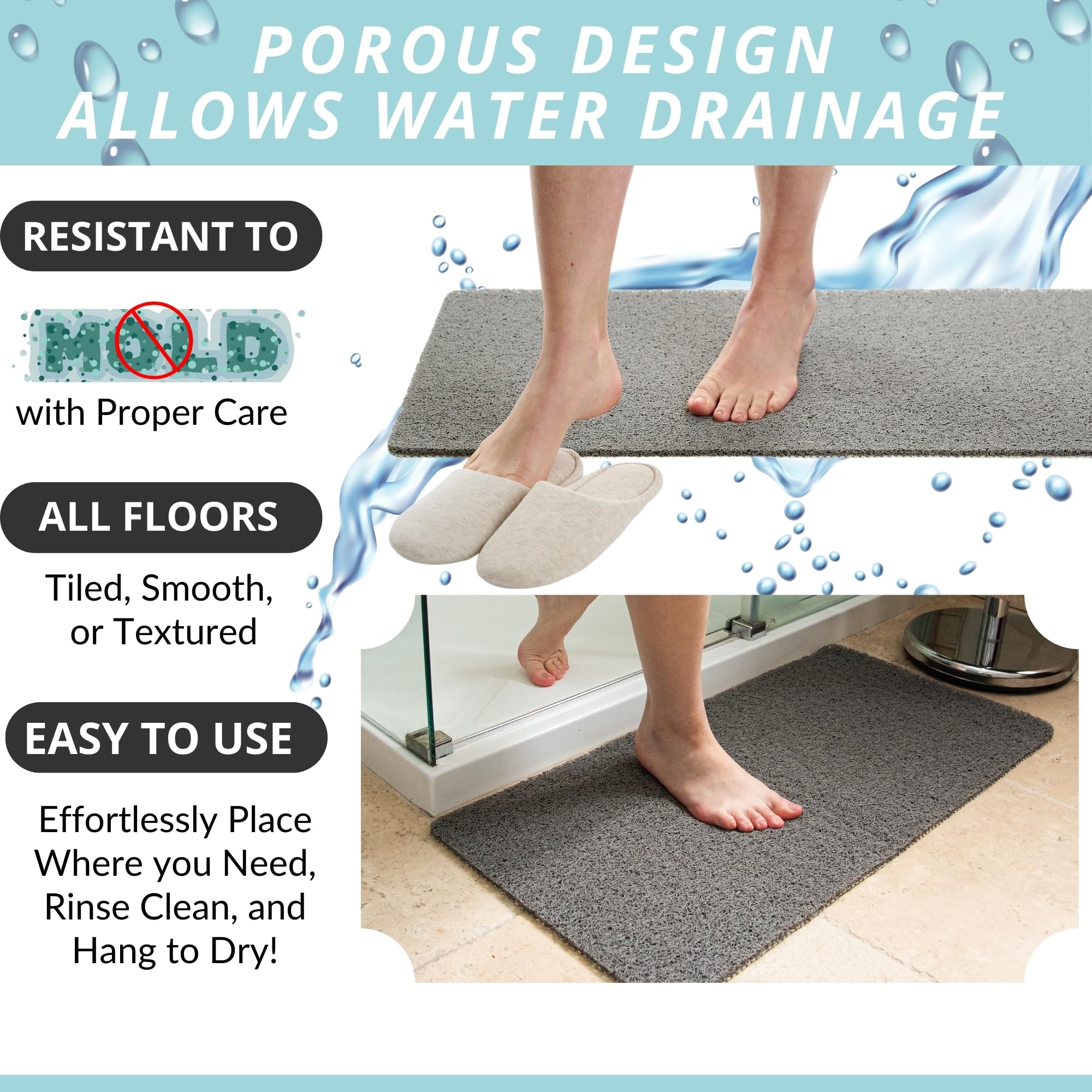 Enkosi Loofah Bath Mats For Tub - Bathtub Mat Non Slip - Bath Mats For Bathroom Tub - Non Slip Bath Mats For Tub Soft - Non Slip