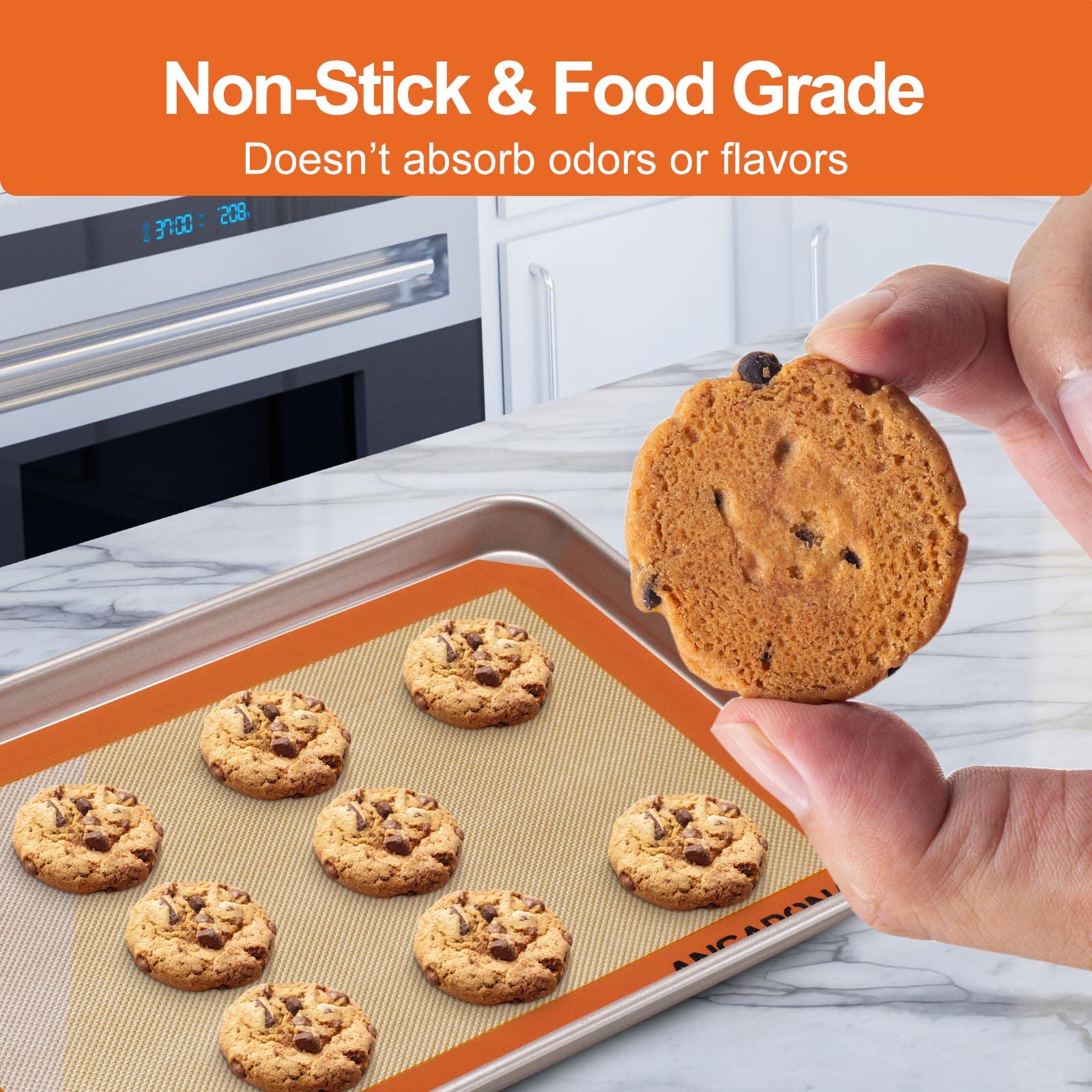 Silicone Baking Mat Sheets Set, Easy Clean &Non-Stick Food Grade Reusable Baking Mat, 2 Half Sheet Baking Mats Silicone For Oven
