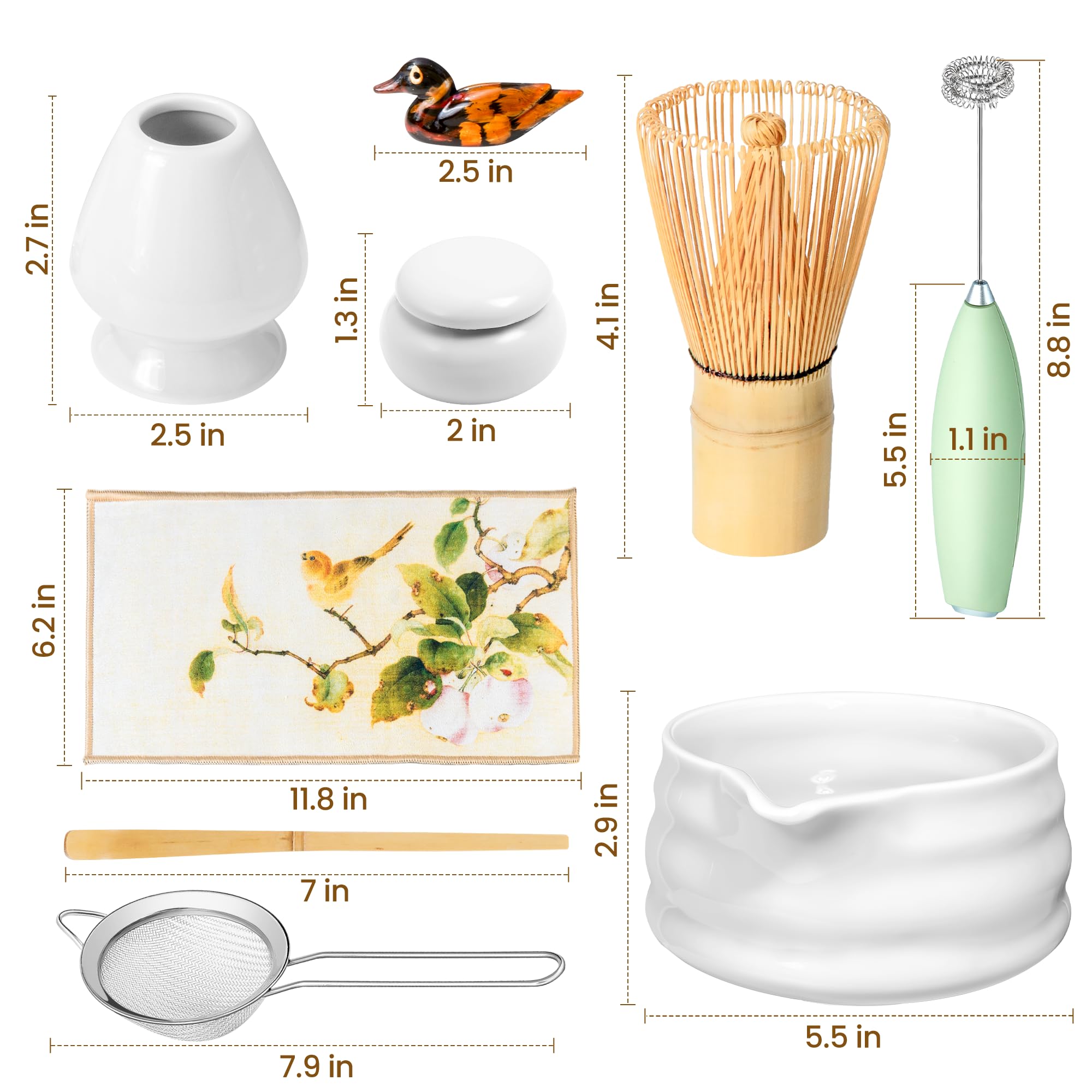 Matcha Whisk Set And Bowl, Matcha Making Kit Whisk, Bowl With Spout, Powder Starter Sifter, Ceramic Whisk Holder, Spoon Japanese