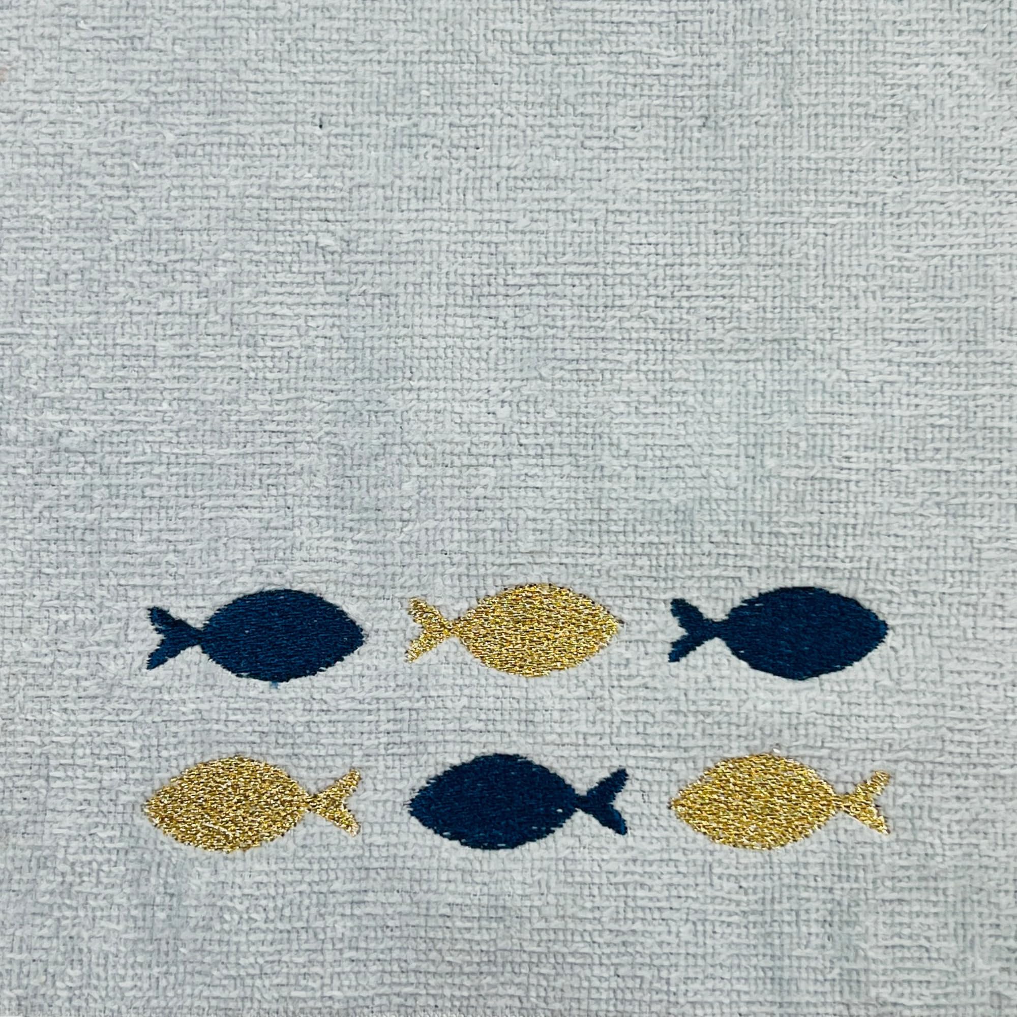 Serafina Home Nautical Hand Towels Set, Light Blue, Fish Embroidery, 16 X 25 Inches, 2 Piece