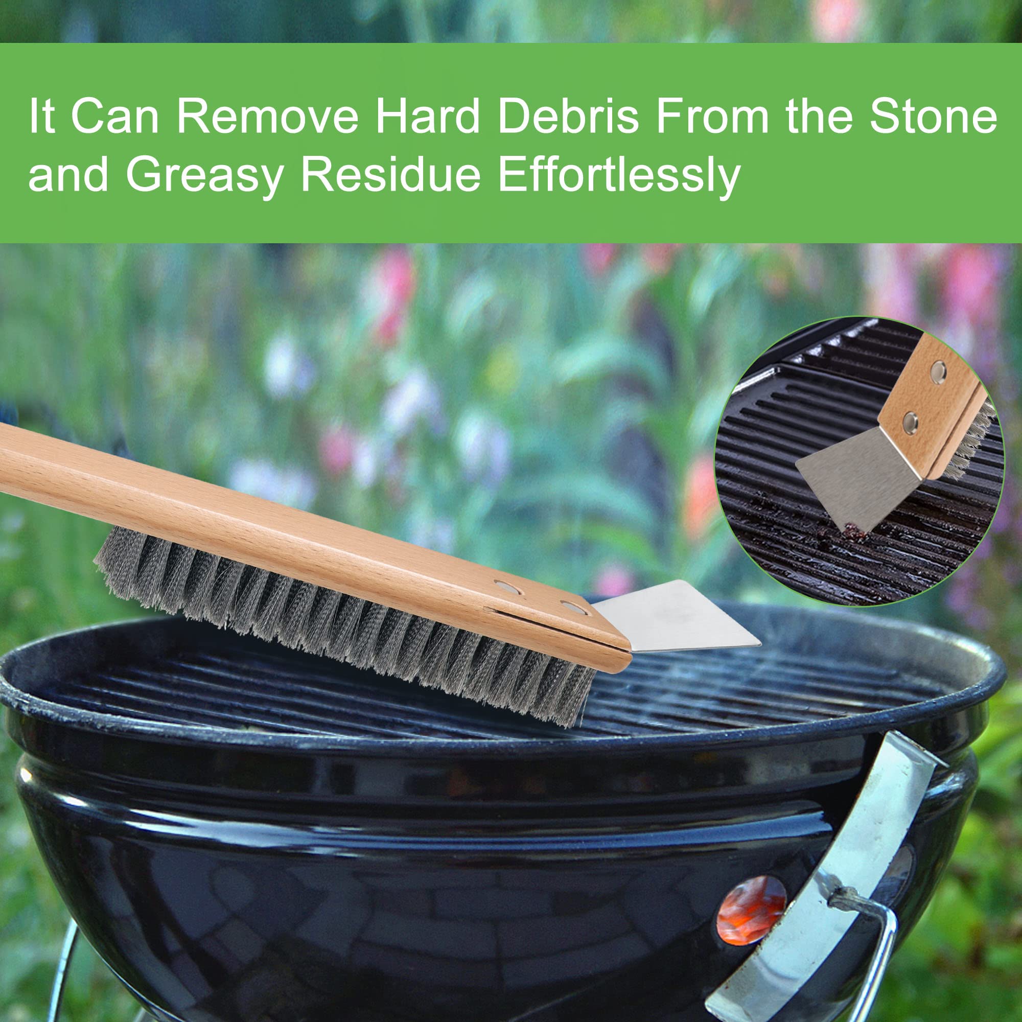 Lrui Pizza Oven Brush,Stainless Steel Wire Oven Brush With Wooden Handle,Outdoor Pizza Oven Tool.