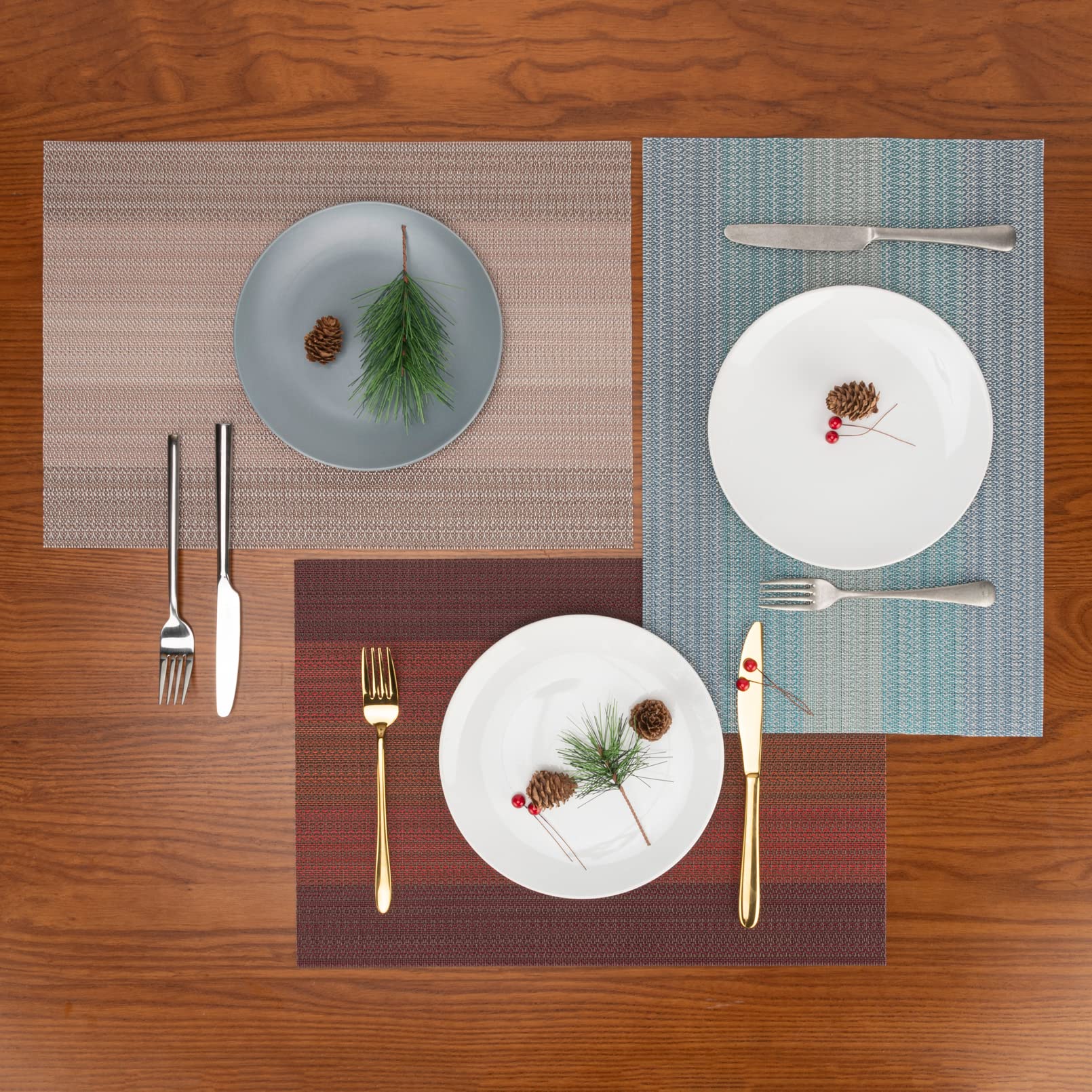 Winknowl Placemats, Set Of 8 Heat Resistant Stain Resistant Woven Vinyl Insulation Placemats, Durable Washable Elegant Table Mat
