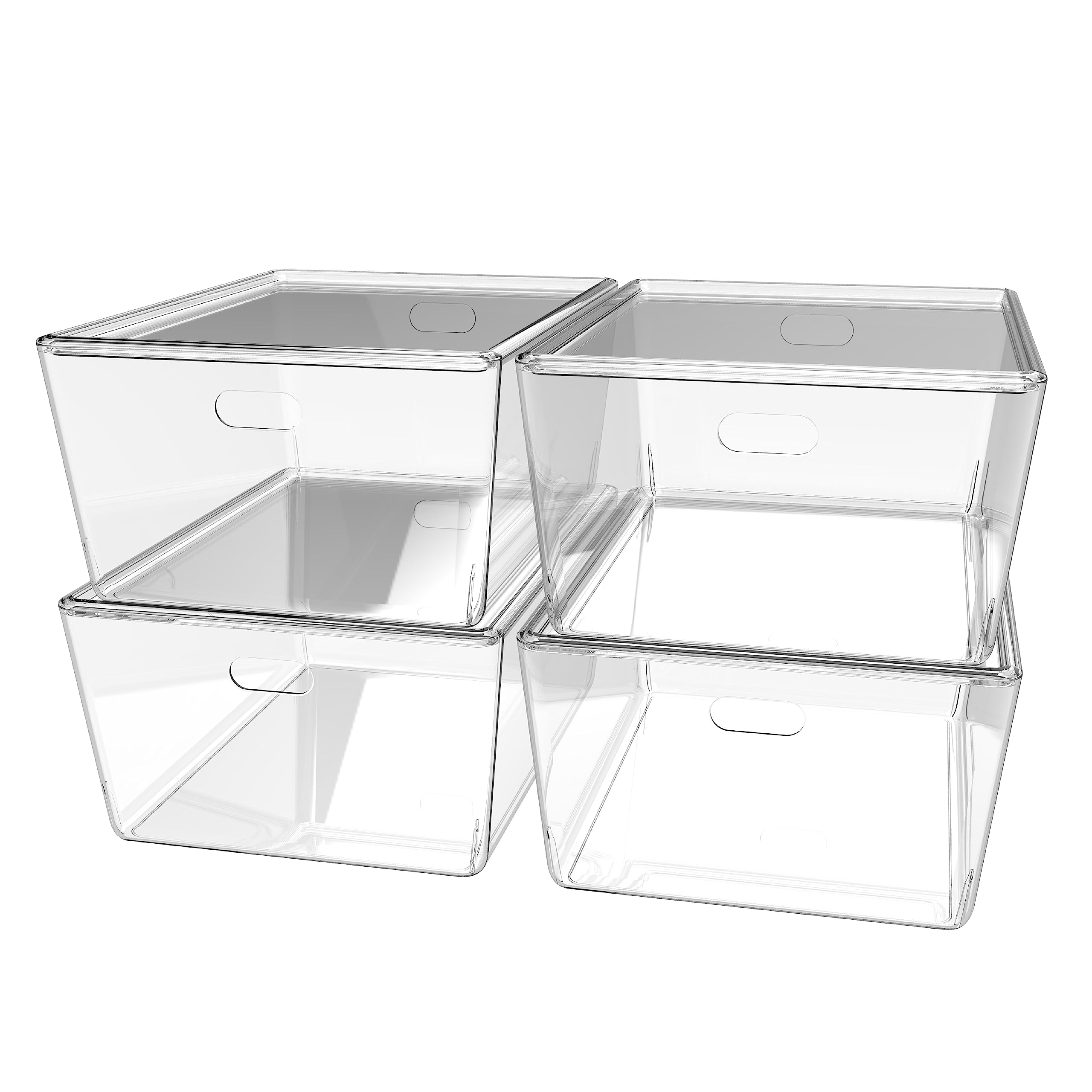 Kolorr Transparent Baskets For Storage With Lid Large-11Liter | Multipurpose Clear Container | Rectangle Organiser Plastic Box W