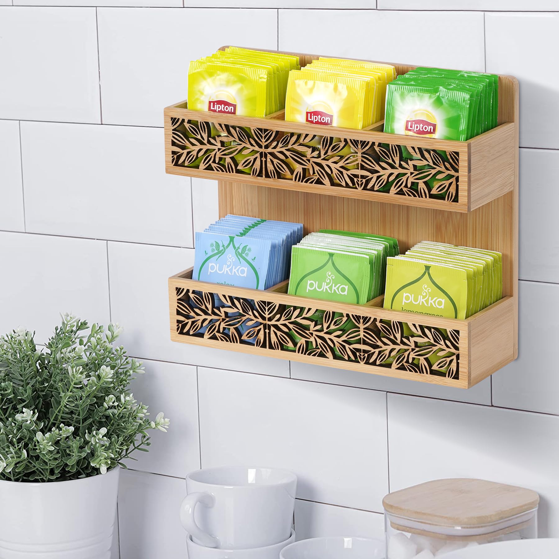 Qilichz Tea Bag Holder Tea Organizer For Tea Bags Wall Mounted Tea Bags Organizer Tea Holder For Tea Bags Organizer For Table Or