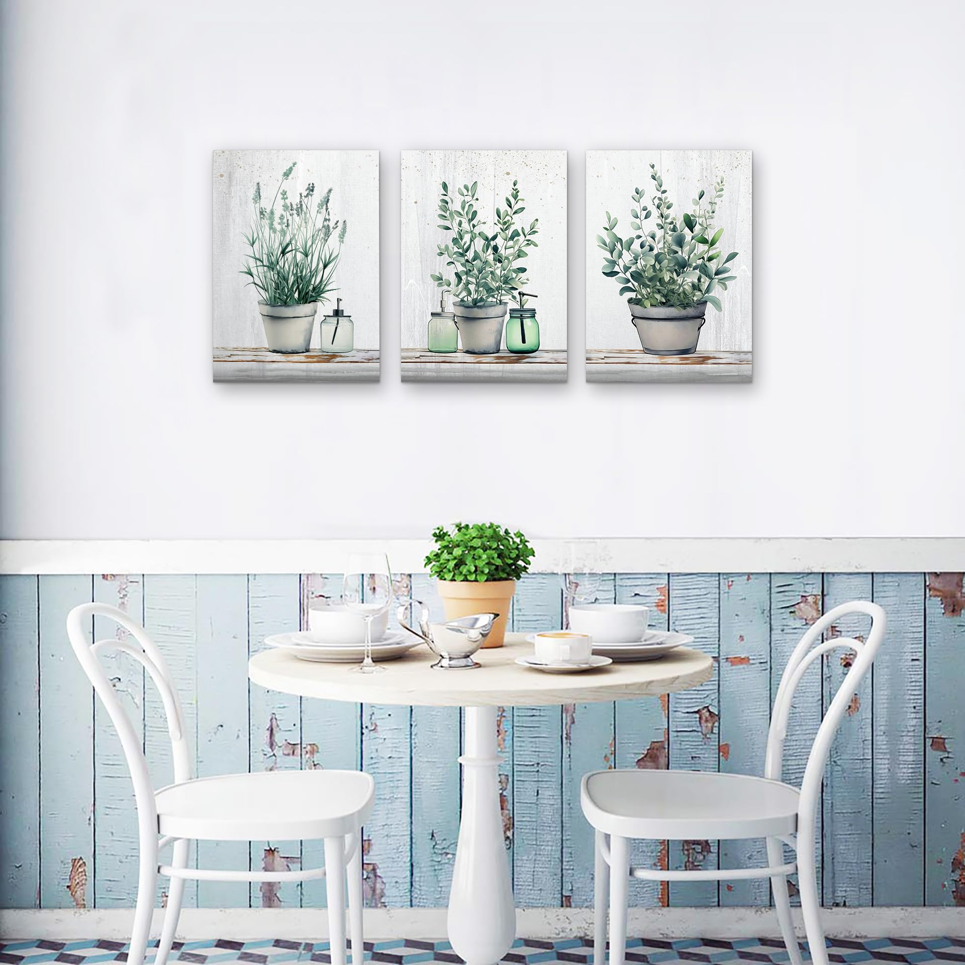 Mhartk66 Canvas Wall Art For Bedroom Living Room Canvas Prints Artwork Bathroom Wall Decor Green Plants Painting 16'' X 24'' 3 P