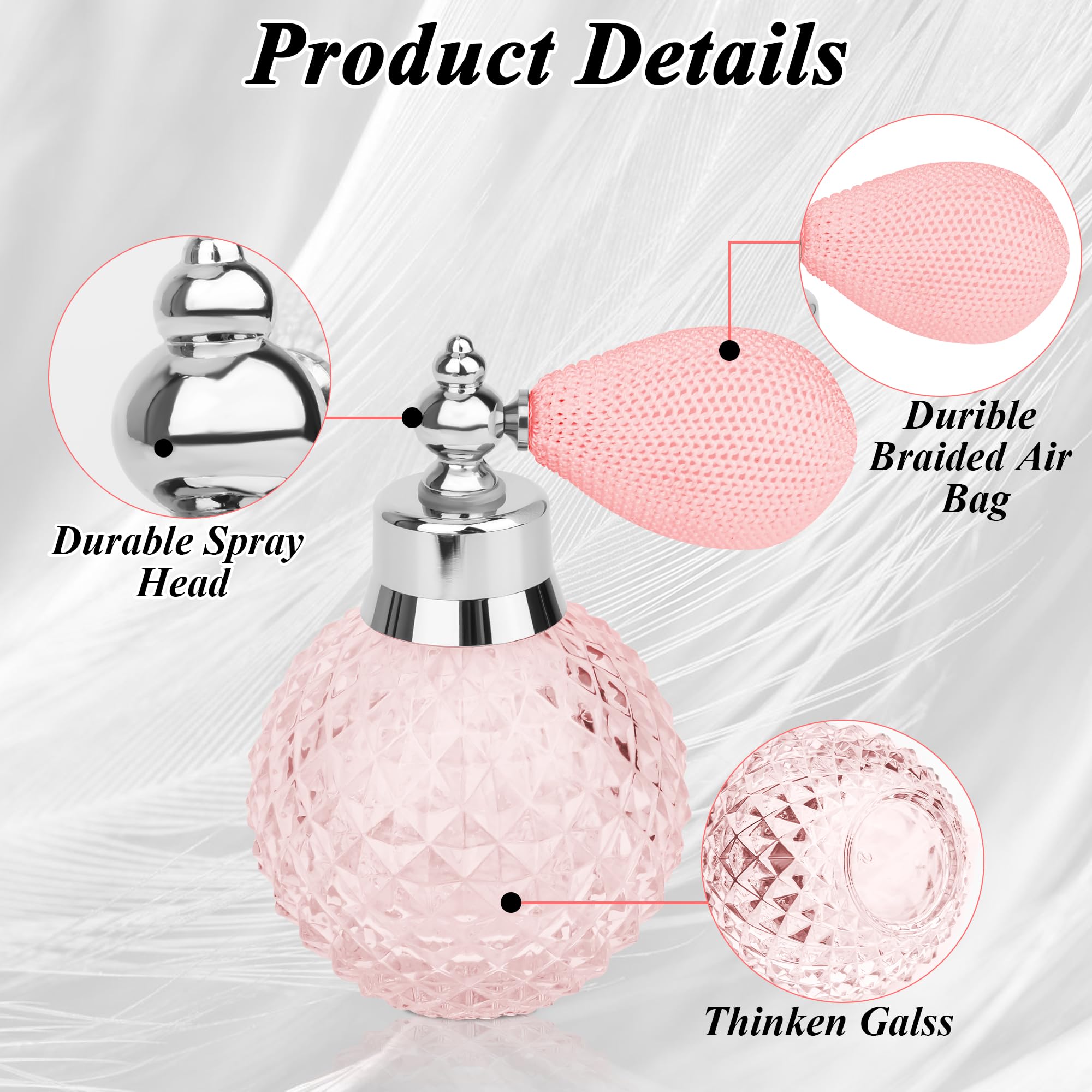 Coolrunner Crystal Art Vintage Style Refillable Perfume Atomizer Spray Bottle 100Ml (Pink)